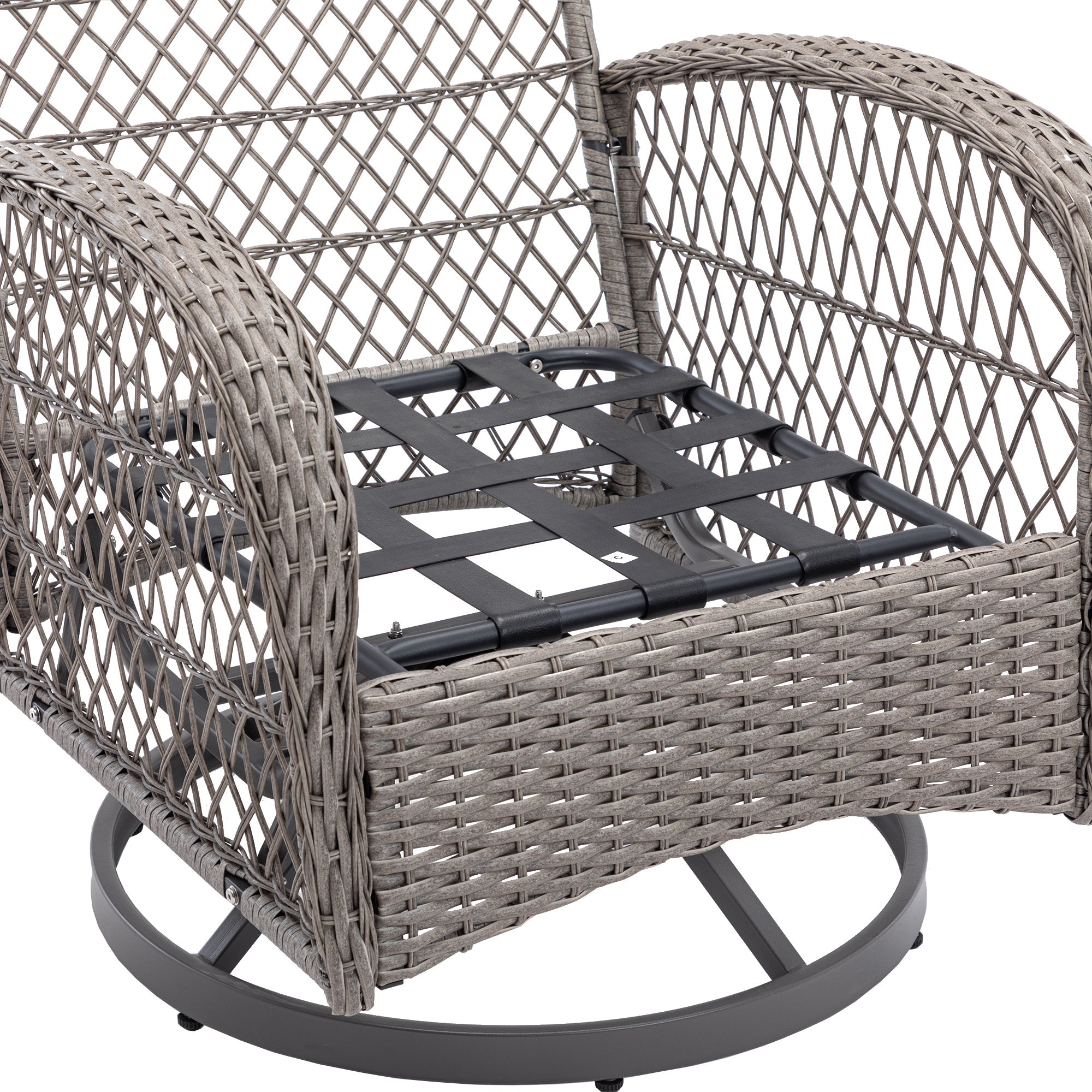 3 Pieces Outdoor Swivel Rocker Patio Chairs, 360 Degree Rocking Patio Conversation Set with Thickened Cushions and Glass Coffee Table for Backyard, Blue