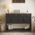 47'' Modern Farmhouse Console Storage Table – Two Drawers,Four-Door Cabinet with Slatted Display Shelf