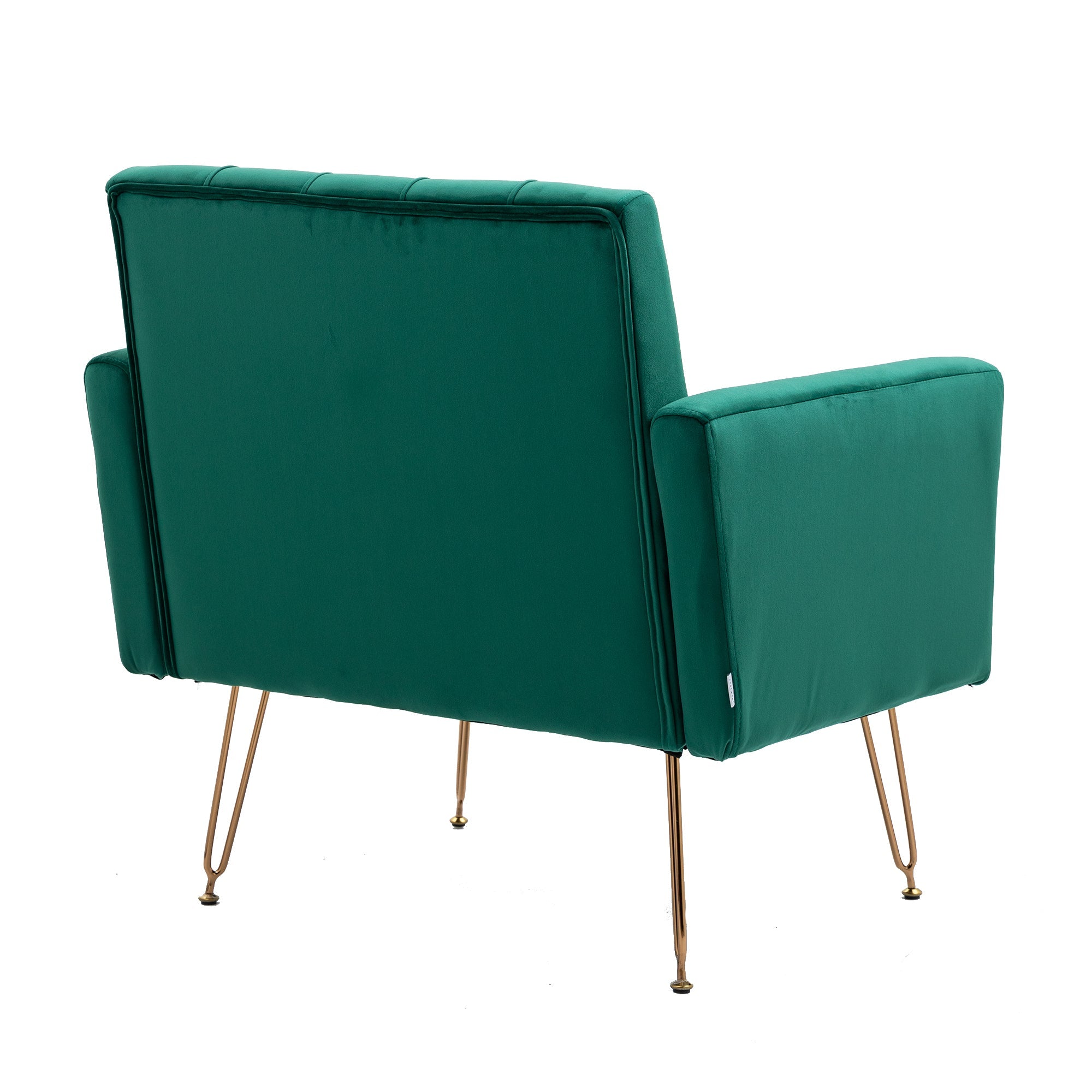 COOLMORE Velvet Armchair Single Sofa Modern Tufted Upholstered Side Reading Chairs with Arm and Gold Metal Leg for Living Room Bedroom (Green)