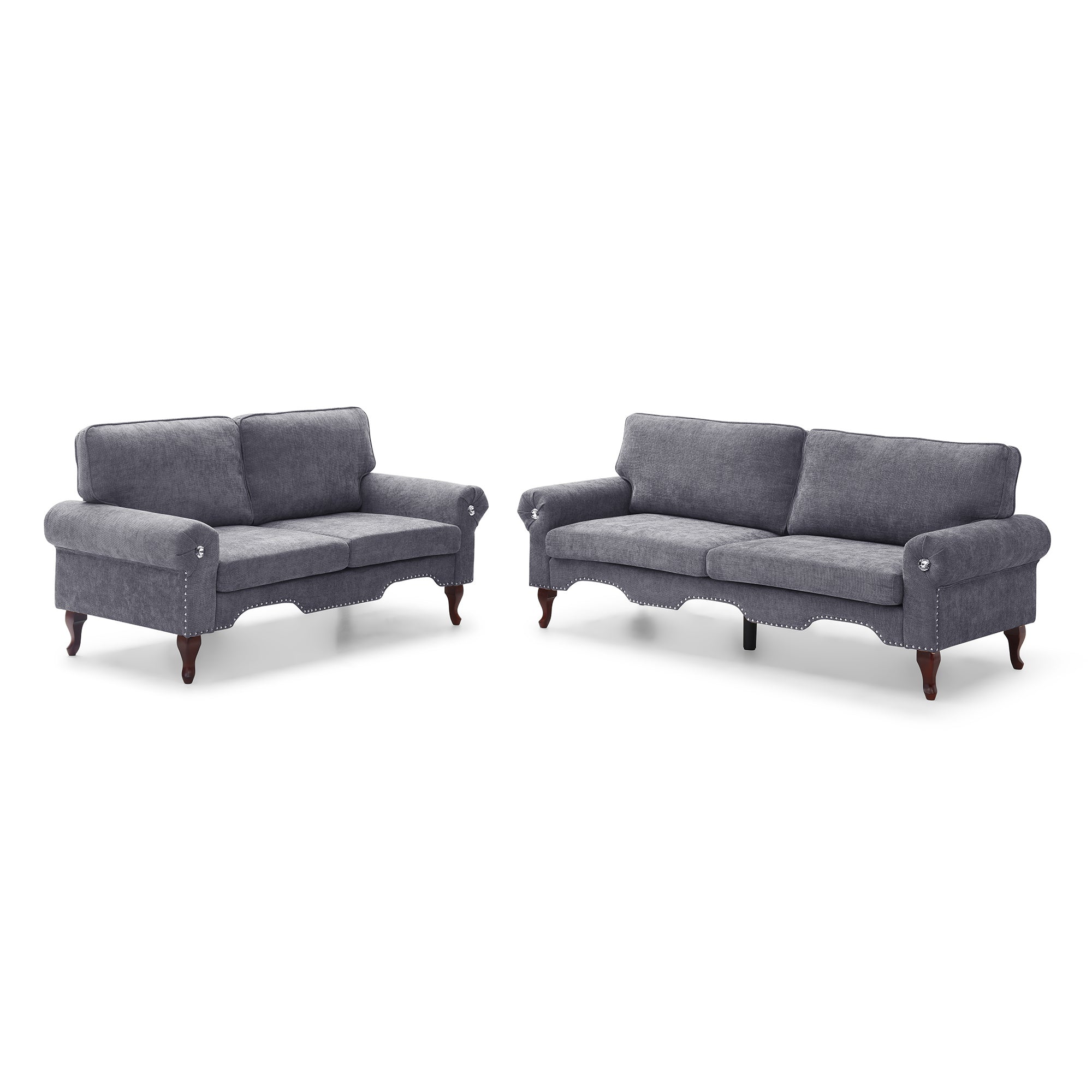 2 Piece Sectional Sofa Set with Movable Pillows, 5 Seat Convertible  Couch Sets,  Upholstered Sofa for Living Room Office, Bedroom & Apartment,  Gray