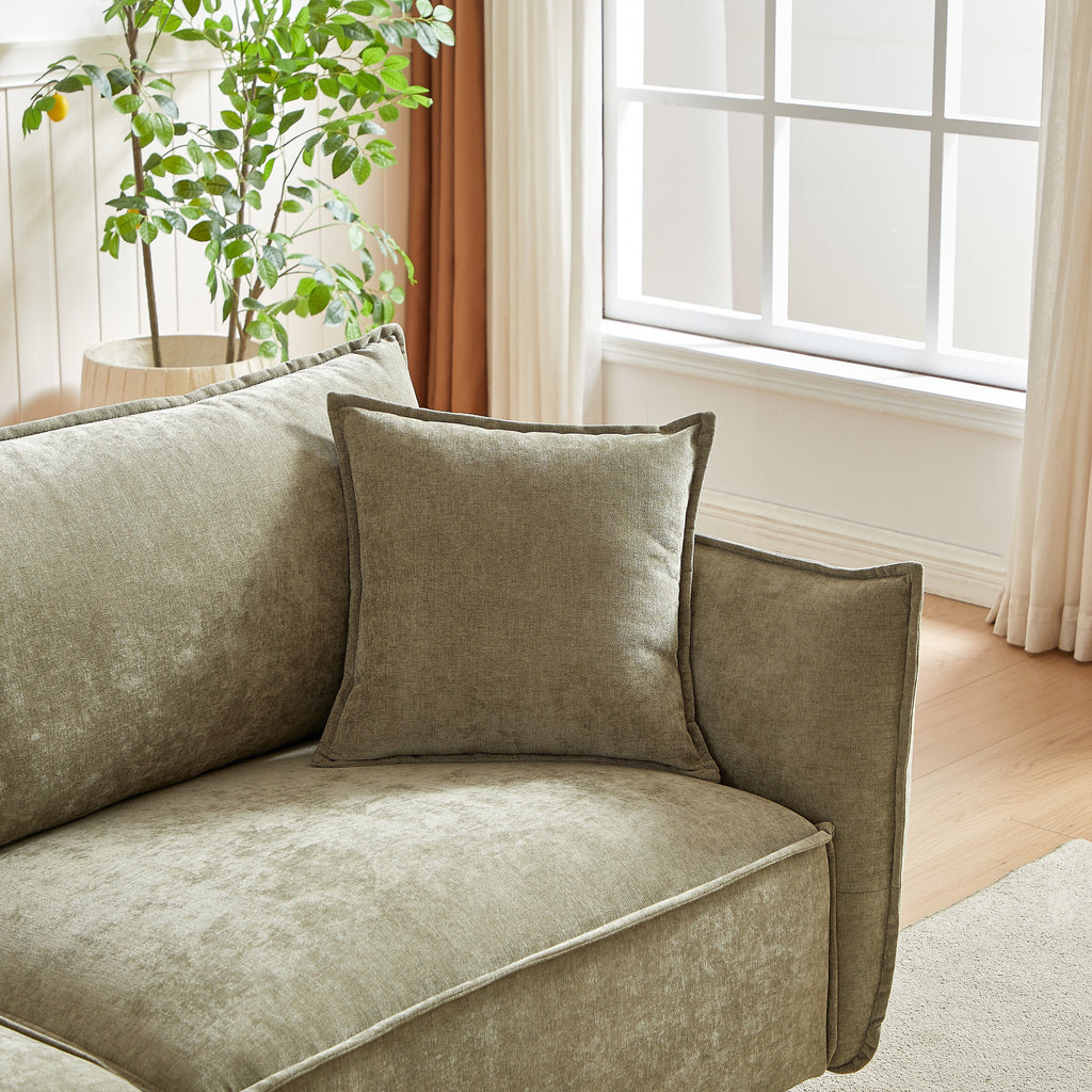 3-Seater + 1-Seater Combo Sofa Modern Living Room Sofa, Linen Fabric Sofa, Wooden Frame with 3 Pillows, Apartment Sofa Furniture