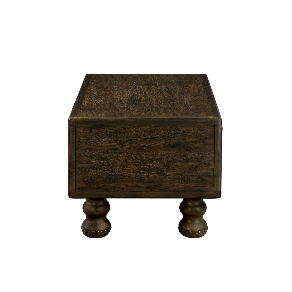 Rectangle Living Room Coffee Table Set,  3-Piece Solid Wood Living Room Table Set, 1 Coffee Table and 2 End Table, Wood Center Table Tea Table Set with Rivet Decoration Legs.Espresso
