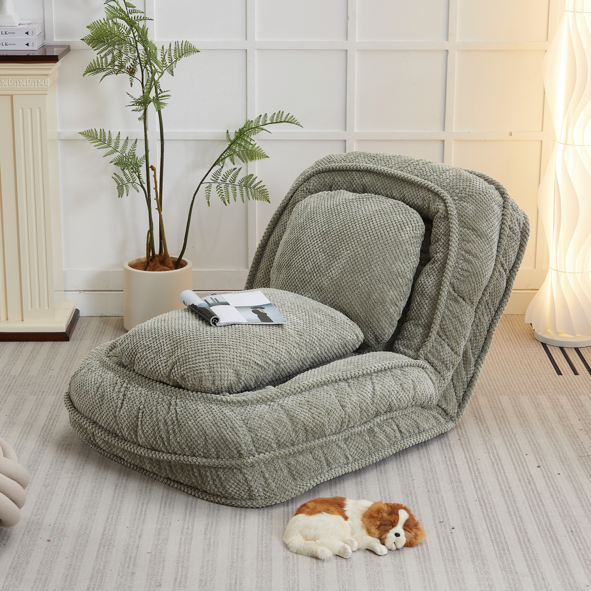 Human Dog Bed ,Lazy Sofa Couch ,5 Adjustable Position,sit,sleep,fold,suit to put in bedroom, living room ,Space Saving Design ,Green