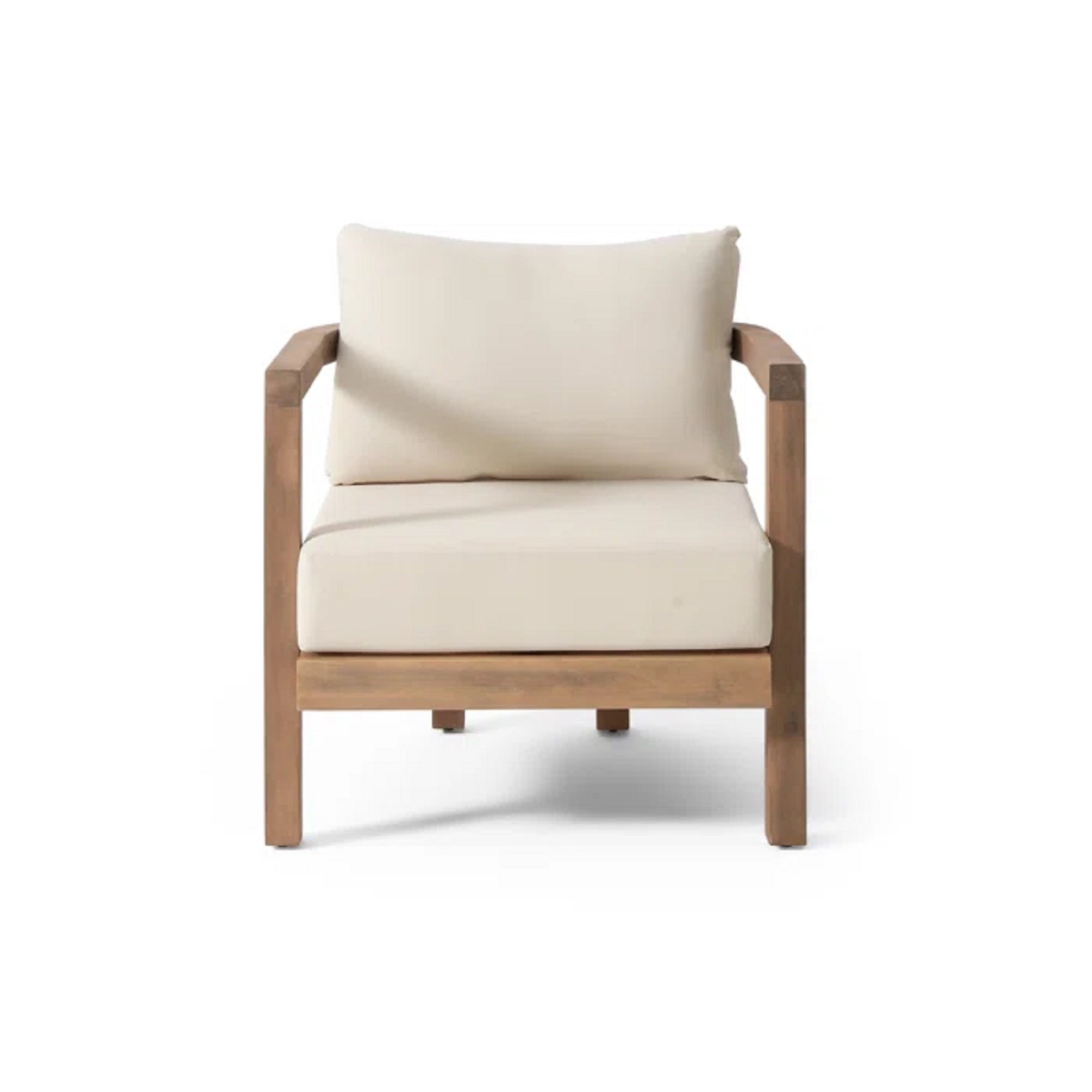 5-Pieces Acacia Wood Patio Furniture Set, Outdoor Furniture with Coffee Table, Patio Conversation Set Deep Seating with Soft Cushion, Porch Chairs for Garden, Backyard Porch Balcony, Brown wash, Beige