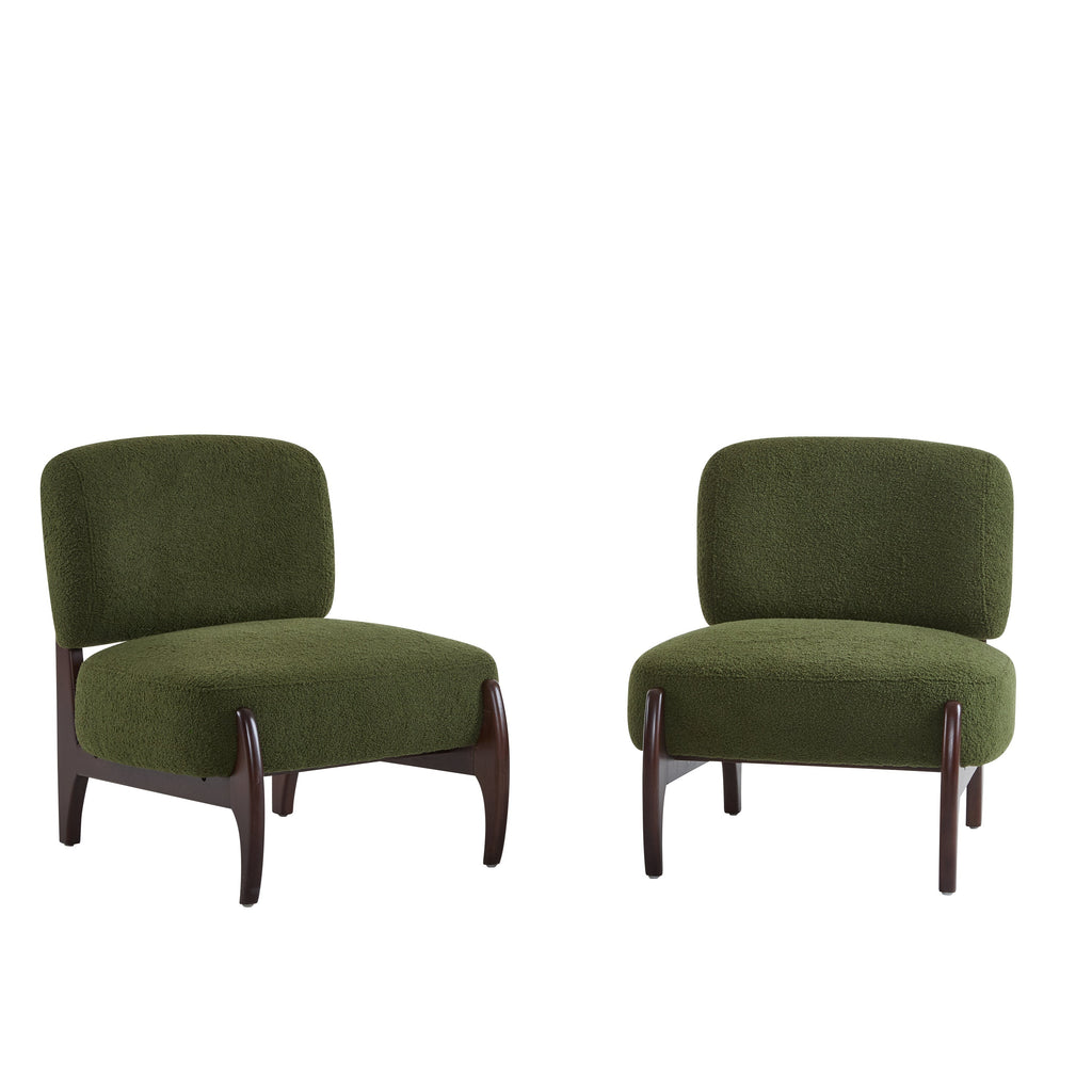 [Set of 2] 25.5' Modern Boucle Lounge Chair with Solid Wood Frame, Soft and Durable Boucle Upholstery, Perfect for Living Room, Bedroom, or Office