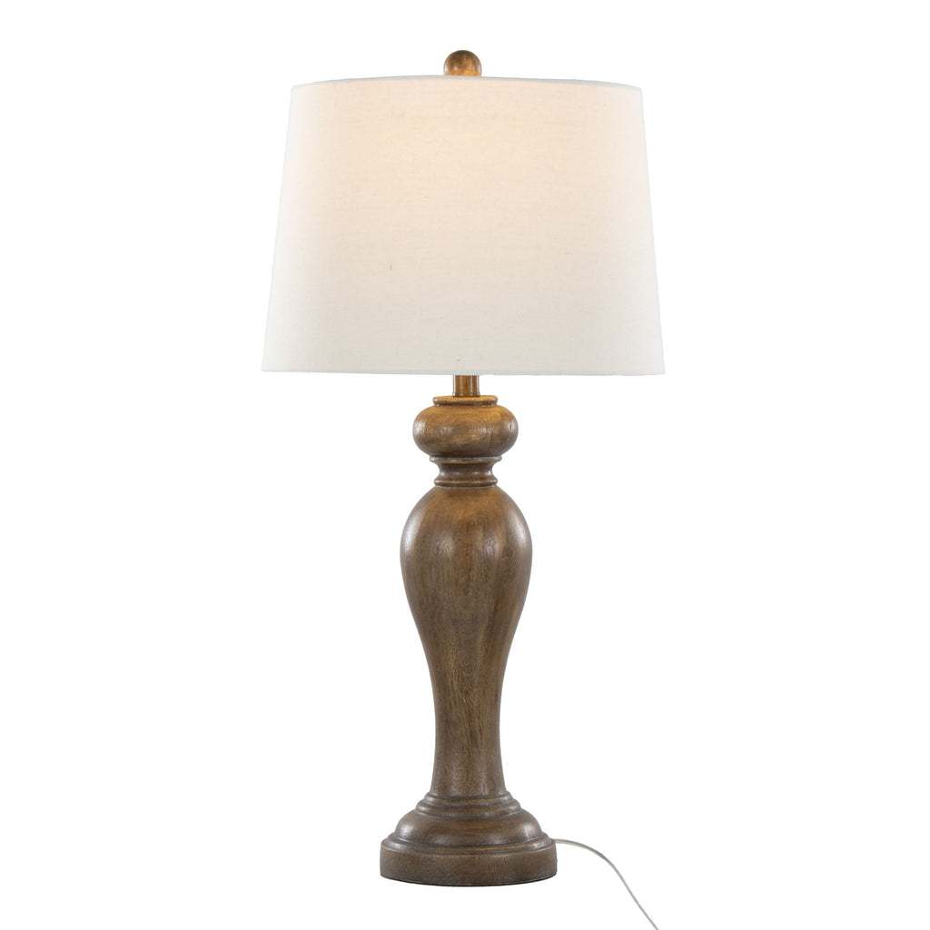 Peppa 31' Contemporary Polyresin Table Lamp in Opal Grey Polyresin with Off-White Linen Shade from Grandview Gallery by LumiSource - Set of 2