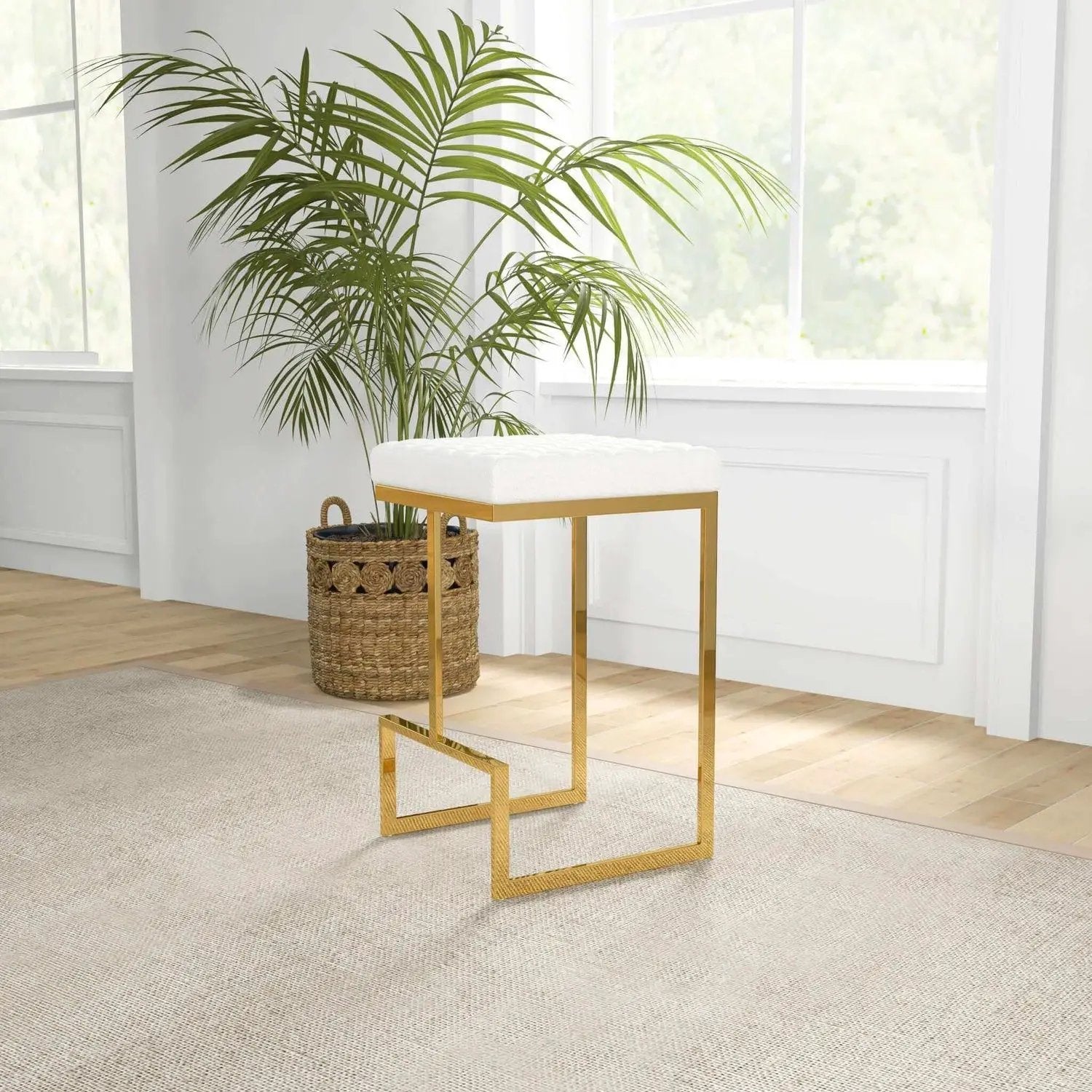 Joel - Mid Century Modern Luxury Upholstered Stool