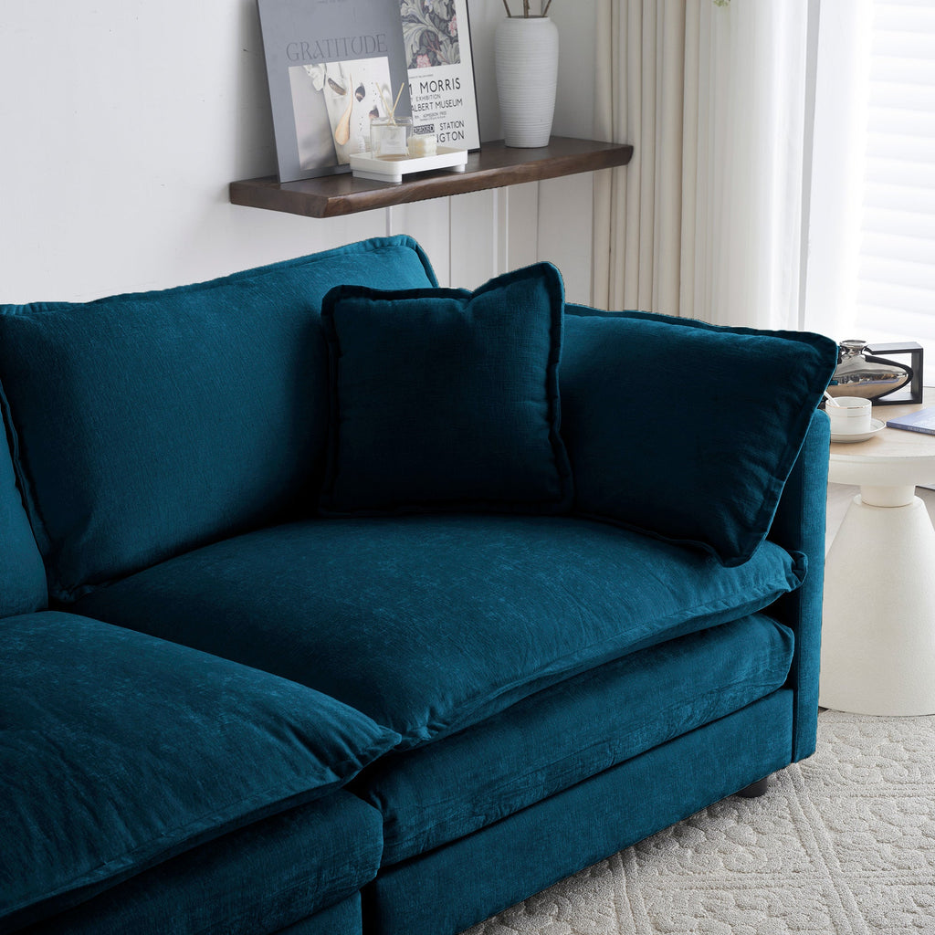 3 Piece Sofa Set Oversized Sofa Comfy Sofa Couch, 2 Pieces of 2 Seater and 1 Piece of 3 Seater Sofa  for Living Room, Deep Seat Sofa Blue Chenille