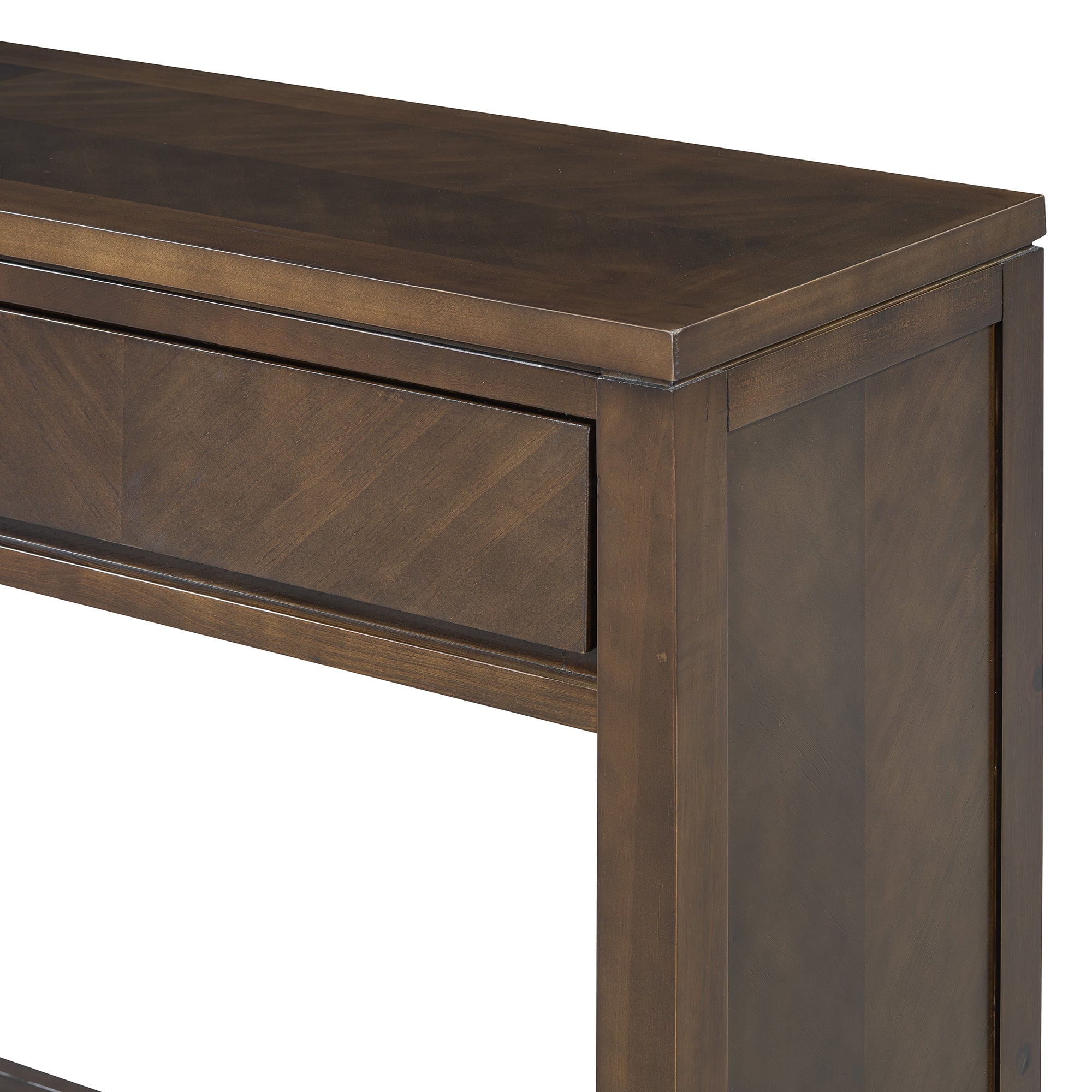TREXM 55' Console Table, Rustic Wooden Entryway Table with Storage Drawers and Open Shelf, Elegant Sofa Table for Hallway and Living Room (Brown)