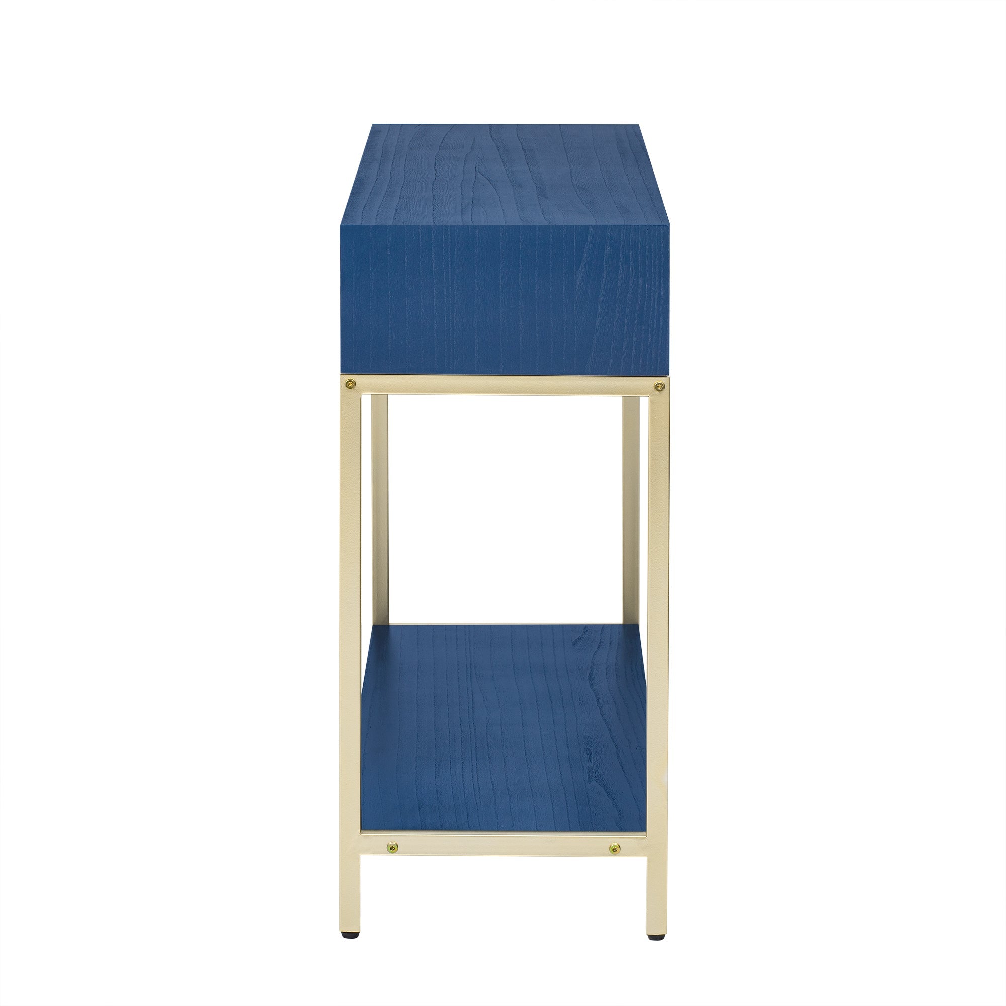 TREXM Entryway Table, Console Table with Two Drawers, Retro Hallway Table with Striking Geometric Design for Entryway and Living Room (Navy)