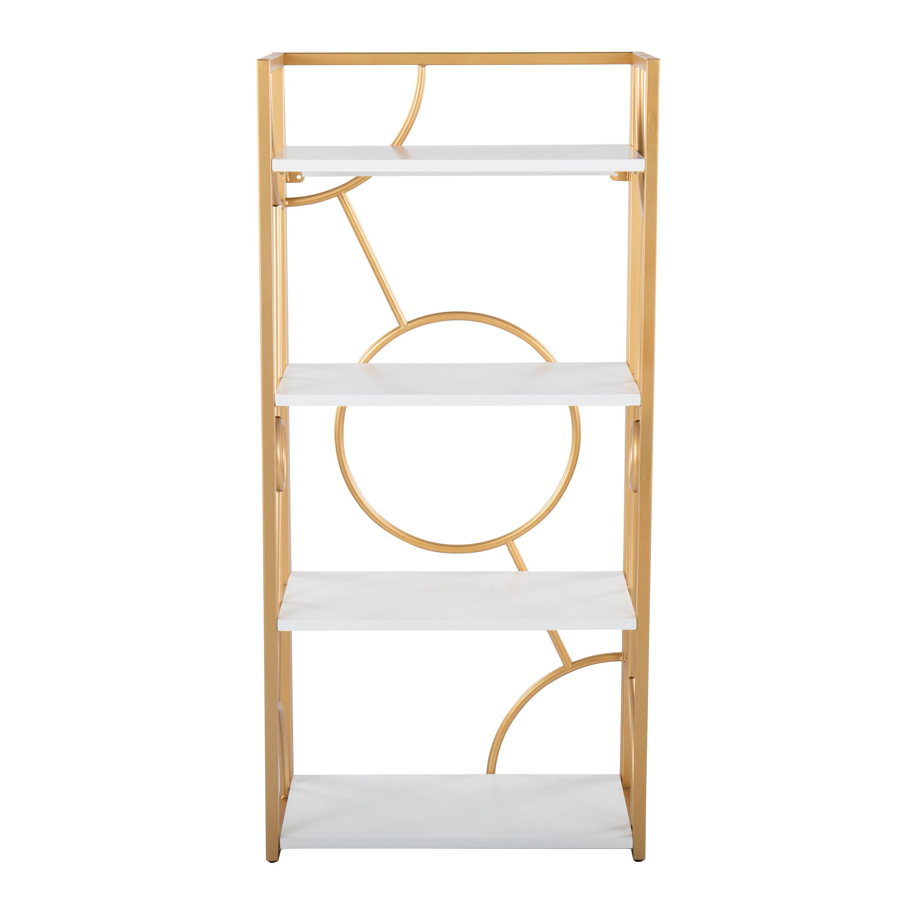 Constellation Contemporary Bookcase in Gold Metal and White Wood by LumiSource