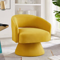 Modern Swivel Barrel Chair, Upholstered Velvet Round Accent Chairs,360 Degree Comfy Swivel Chair with Open Backrest, Single Chair Armchair for Living Room Bedroom, Homerest, Yellow