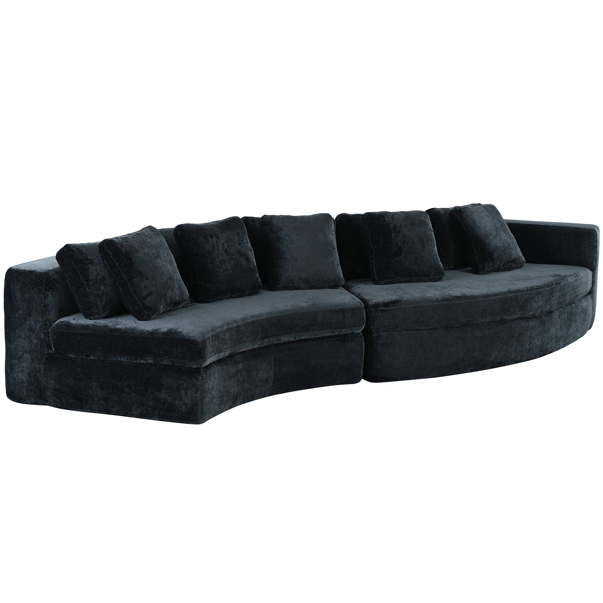 U_Style 115.7' Pure Foam Modular Sofa, 2-Piece Set with 5 Cushions, 4-Seater, Chenille Jacquard Fabric, Curved Design, No Assembly Required, Soft Upholstered Sofa for Living Room & Bedroom