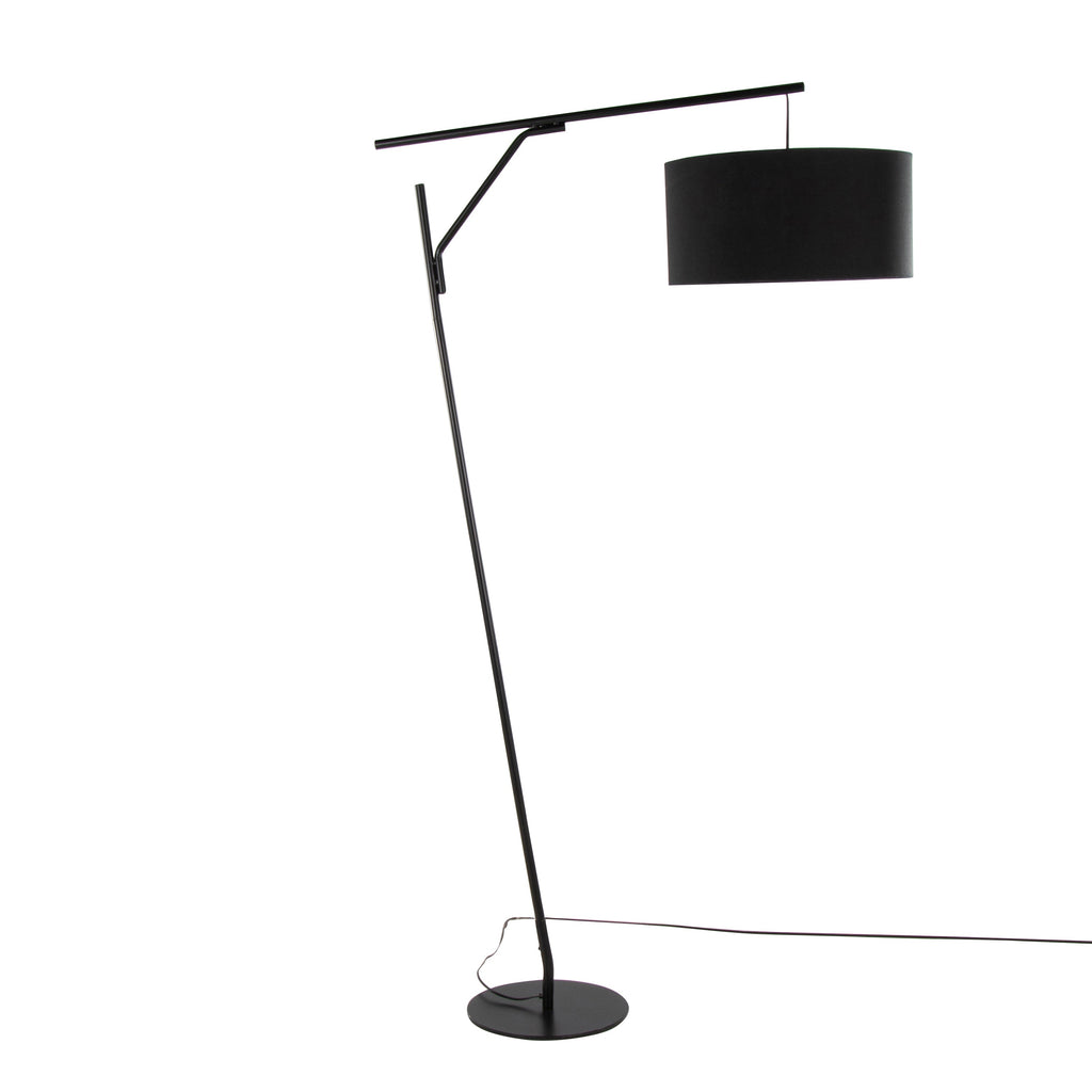 Daniella-Salon 70' Contemporary Floor Lamp in Black Metal with Black Linen Shade by LumiSource