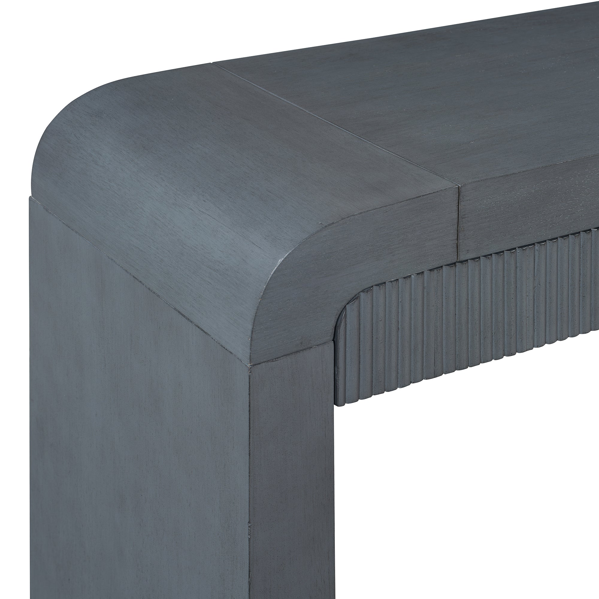 TREXM Rustic Console Table with Fluted Drawer Front, Entryway Table with Curved Corners & Thick Legs, Sturdy Sofa Table for Hallway & Living Room (Dark Navy)