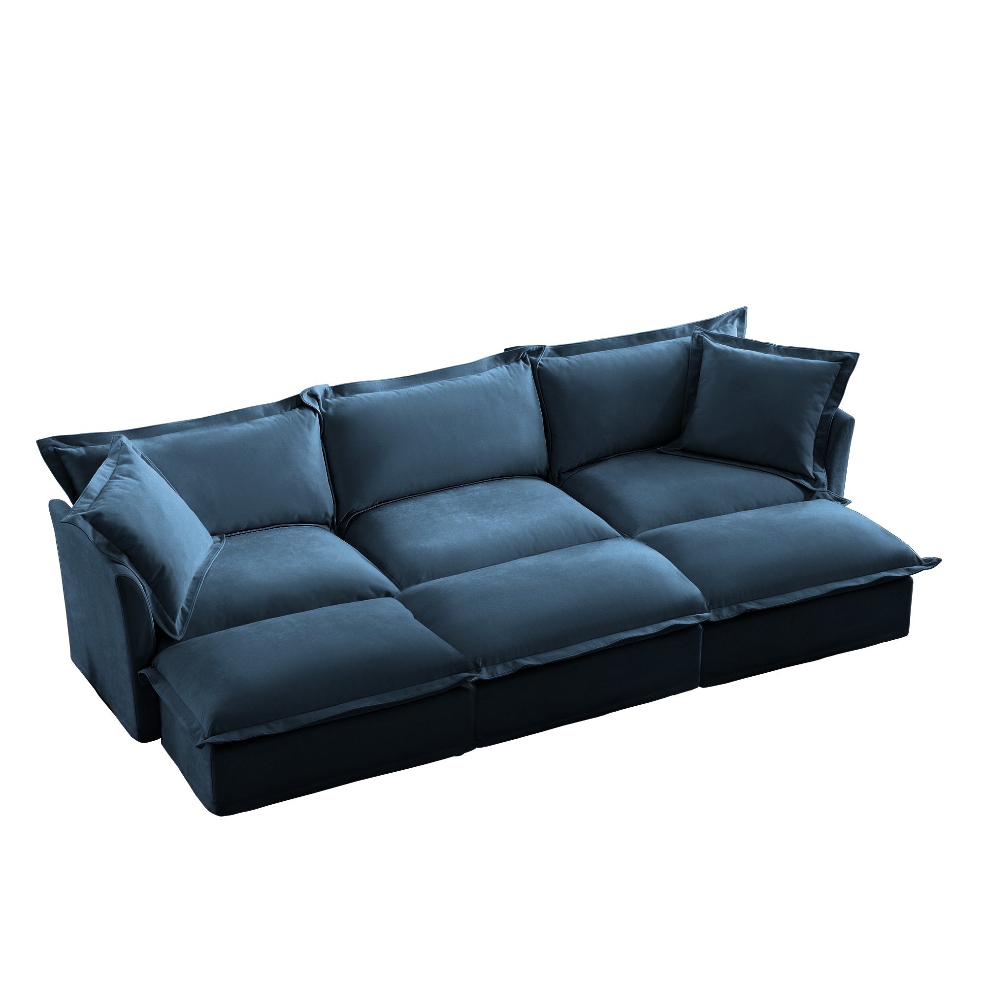 Slipcovered Sofa Couch, Modern 3 Seater Sofa with Suppleness Armrests,Deep Seat Sofa with Soft Multiple Big Pillows, Comfy Couch for Living Room, Apartment,Chenille, Blue