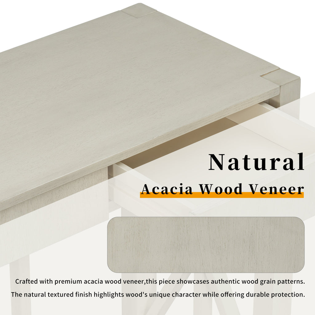 U_Style 60''Acacia Veneer Console Table with 4 Spacious Drawers, Modern Crisscross Design Entryway Table with Open Bottom Storage,Farmhouse Sofa Table for Living Room,Kitchen,Dining Room,Hallway