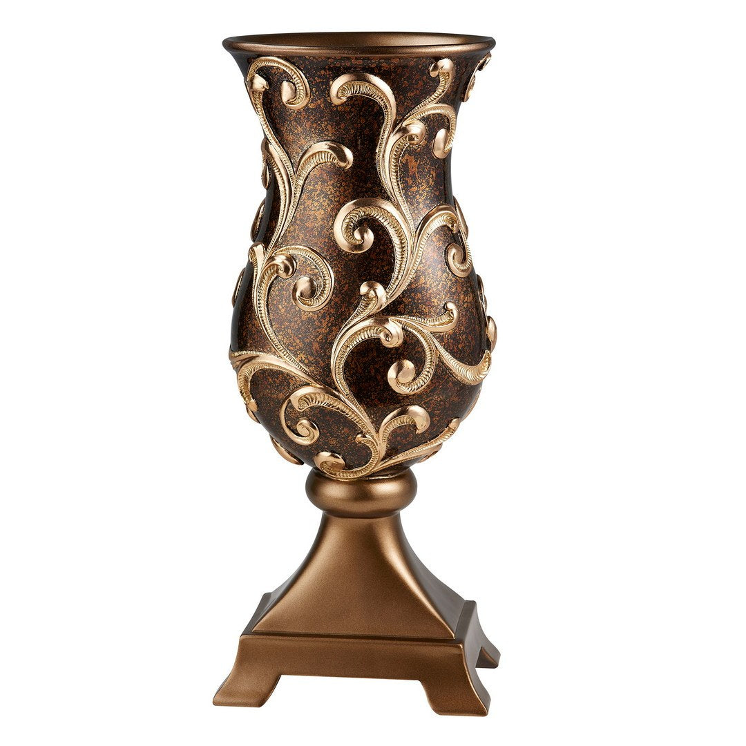 19.75" Tall Decorative Vase "Odysseus" Baroque Style w/ Gold Floral Filigree