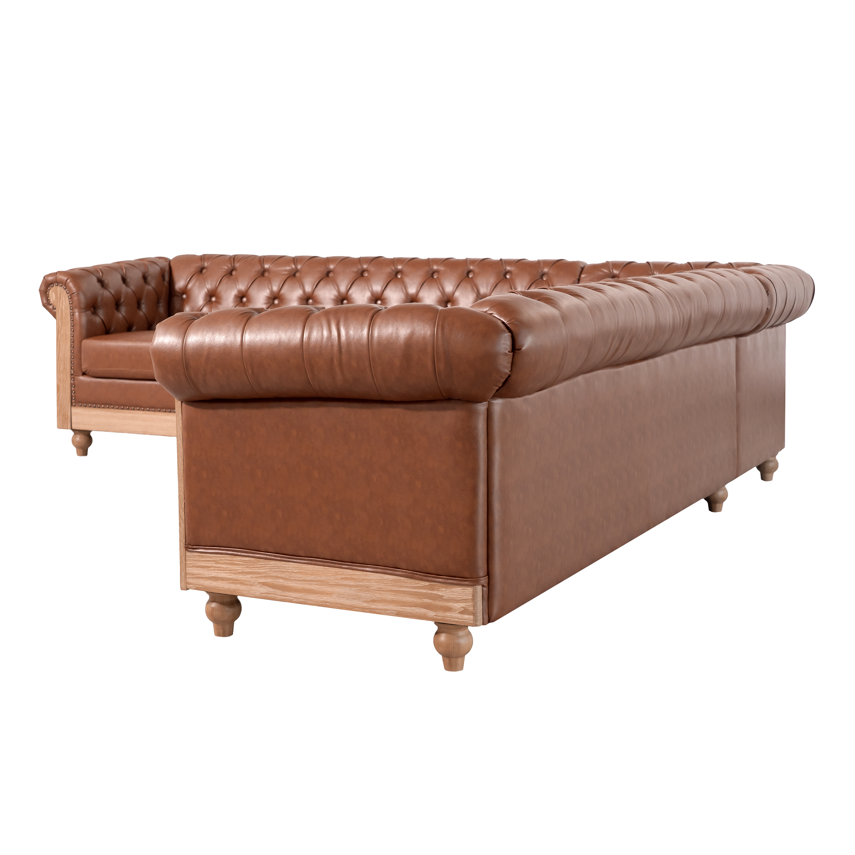 Mirod Comfy Large Sectional Sofa with Wooden Legs, Retro Style for Living Room
