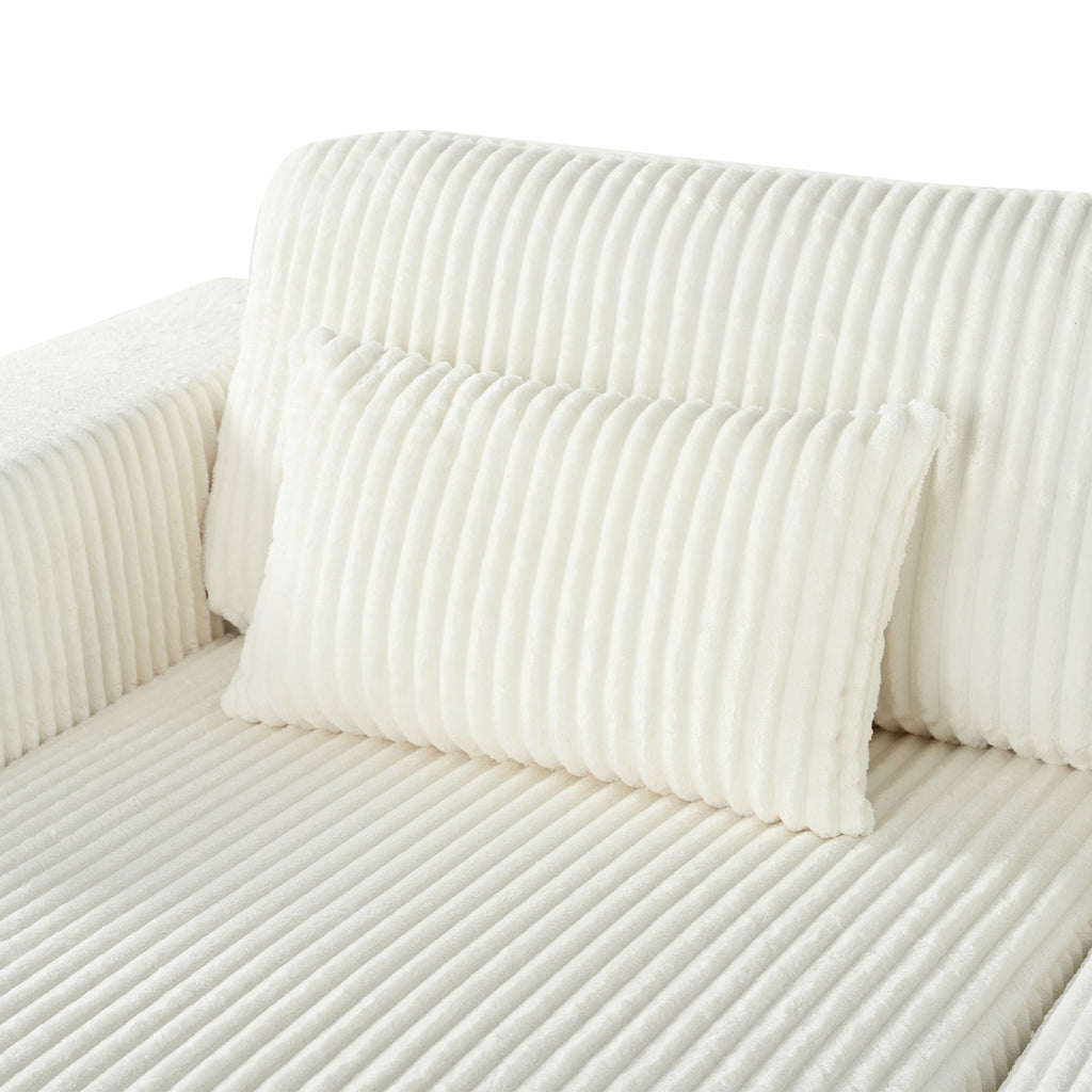 U_Style Corduroy Double Sofa Bed with 2 Pillows, Perfect for Living Rooms, Apartments, Offices