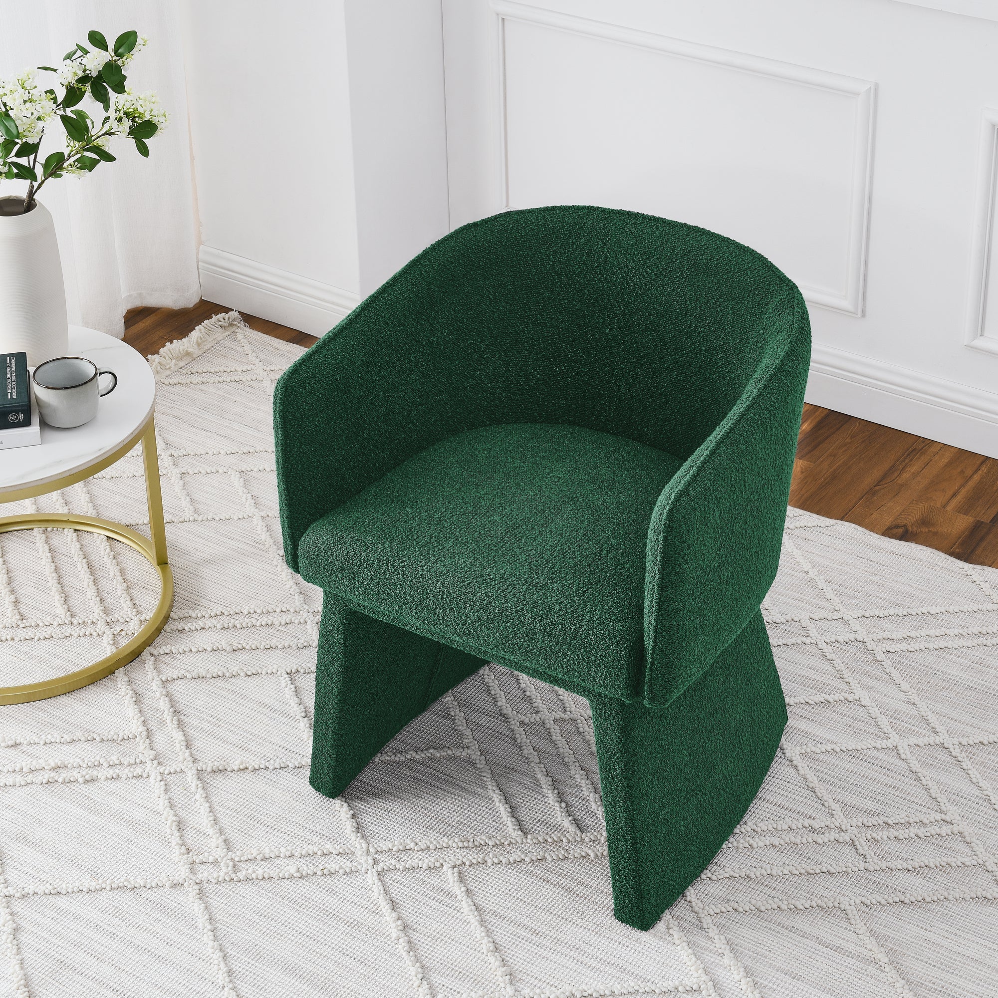 Modern style simple and elegant chair, green leisure chair, suitable for dining/bedroom/living room/reception desk (assembly required)-Green