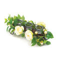 WHITE FAUX FLORAL CANDLEHOLDER