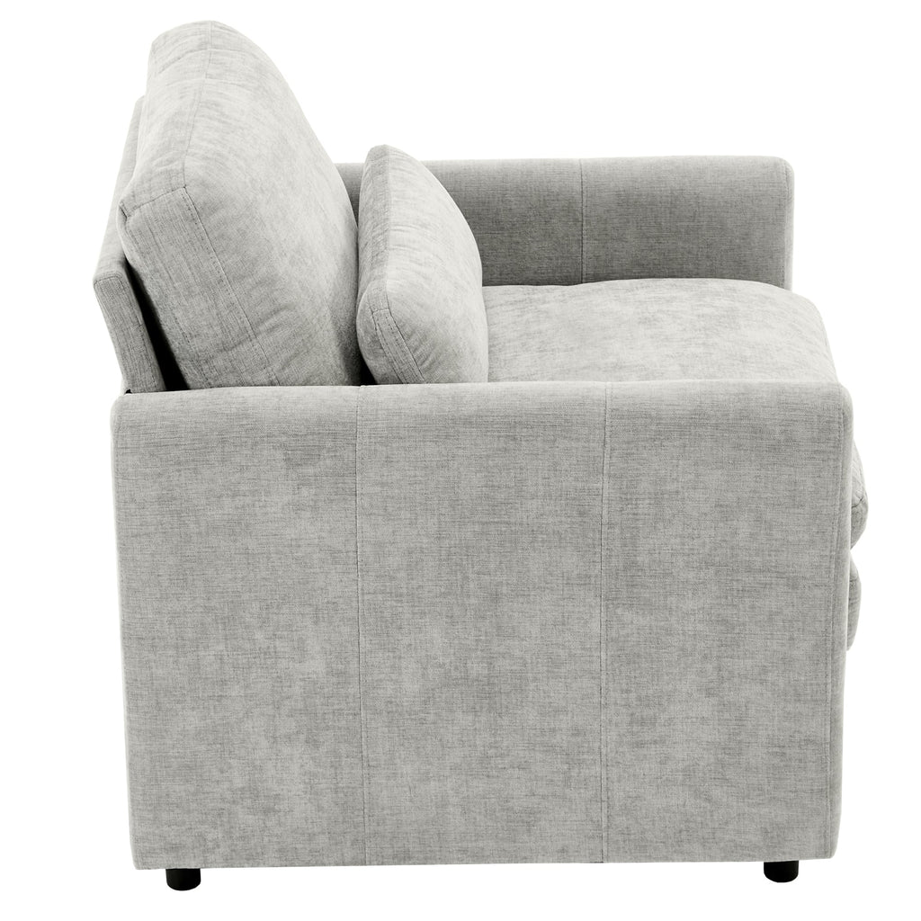 31.9' Cozy Upholstered Armchair Oversized Comfy Cloud Sofa Double Cushion Single Sofa Plush Cushion Armchair for Living Room, Light Grey