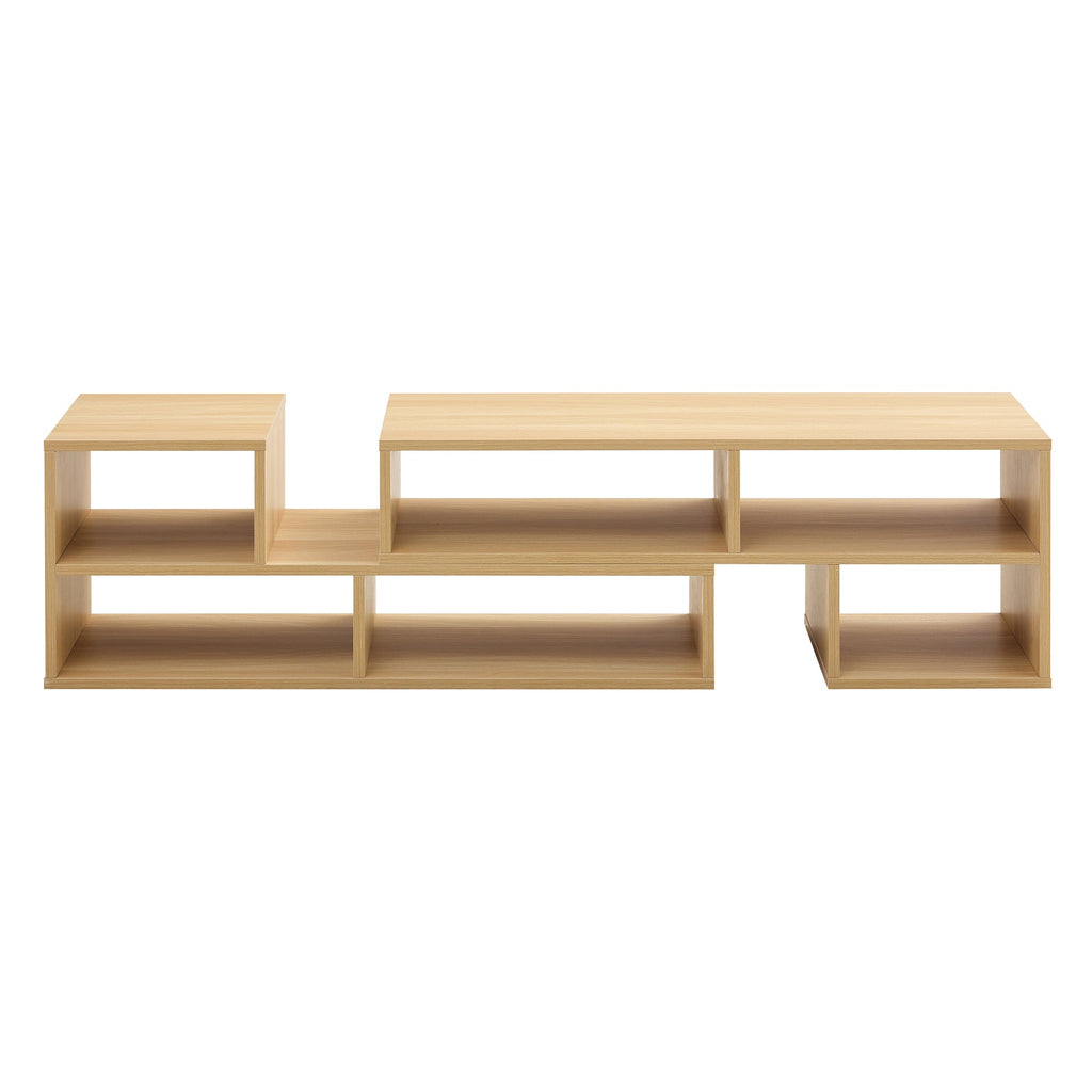 2-Piece Cube TV Stand and L-Shaped Entertainment Center with Open Storage and 2 Shelves – Burly Wood MDF