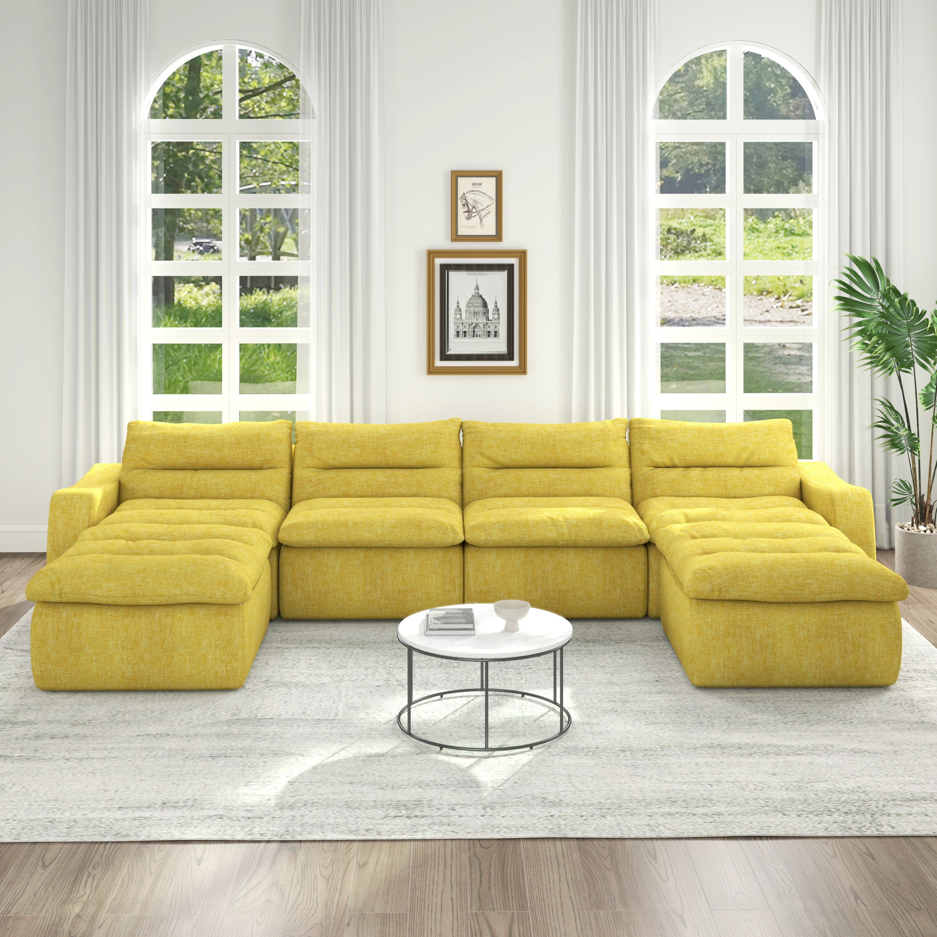 Lazy Floor Sofa,Modern armless and backless sofa chair,Comfy Accent Bean Bag Couch,suitable for living room bedroom office-Yellow
