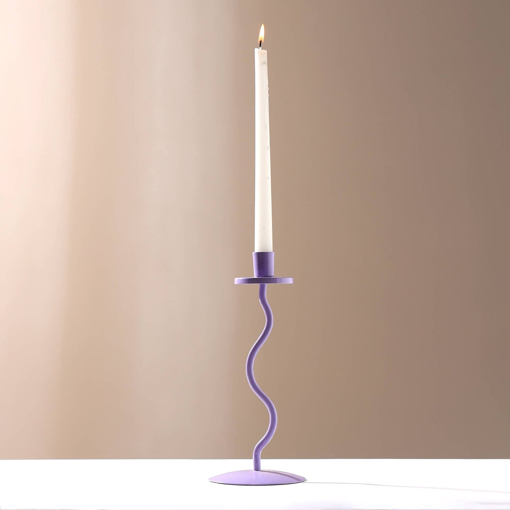 Home Décor Groovy Glow Lilac Candle Holder - Stylish 4x10 Inch Decorative Candle Holder for Living Room & Home Accents