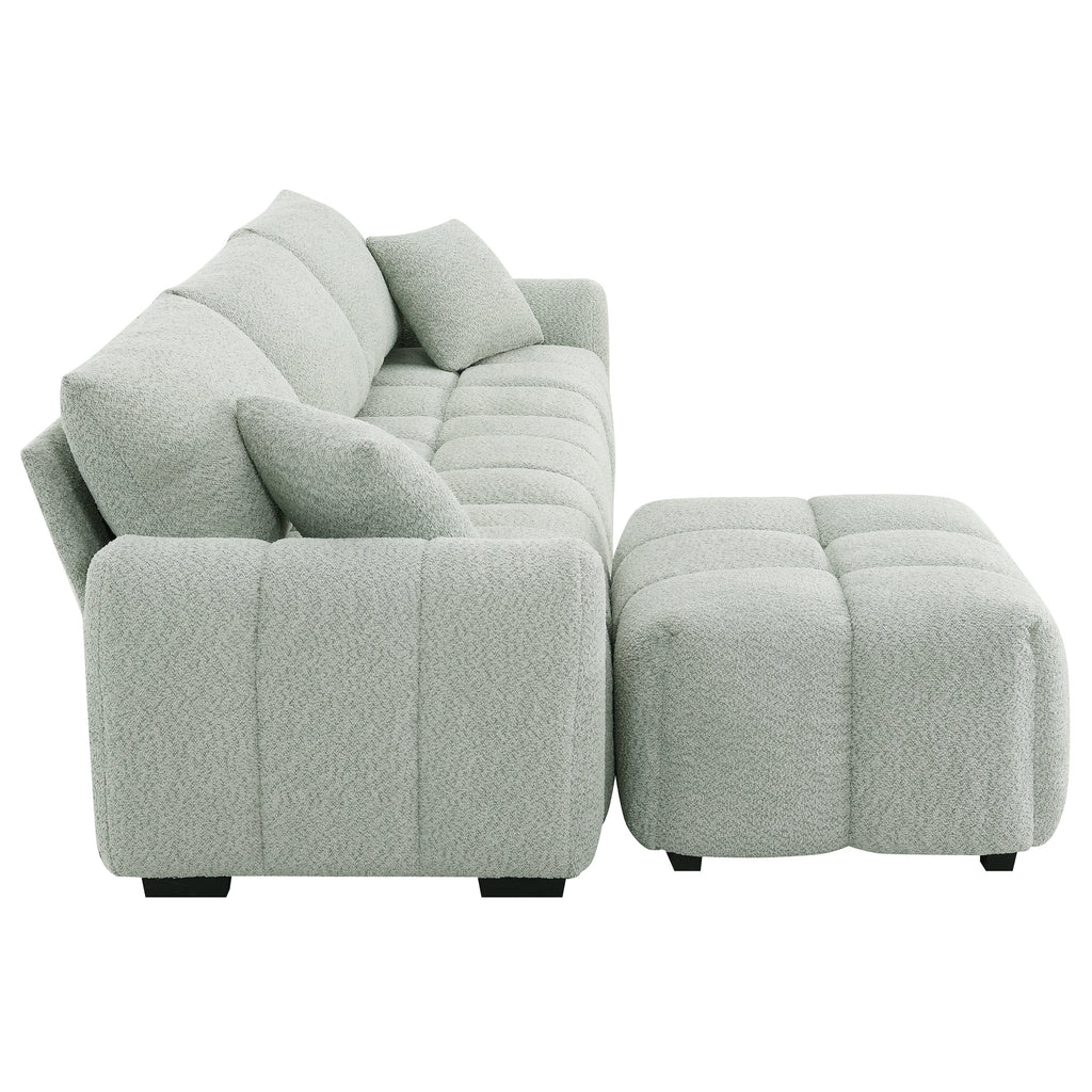 110' Modular Sectional Sofa, L Shape with Extra-large Seat, Pull-line Design, Movable Ottoman, High Density Foam, Free Combination, Sturdy Metal&Wood Frame, Boucle Fabric, 3 Colors