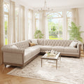 Mirod Comfy Large Sectional Sofa with Wooden Legs, Retro Style for Living Room