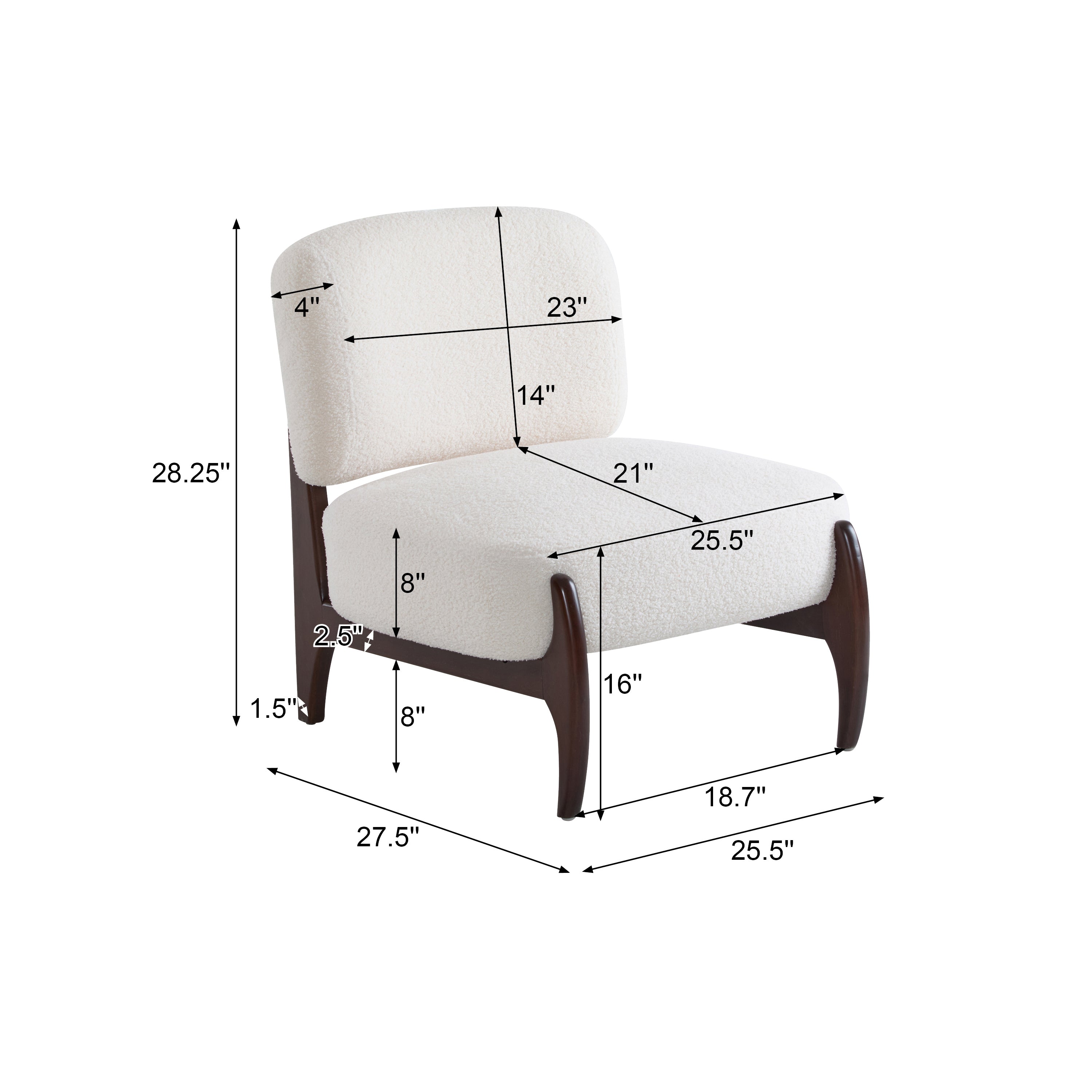 [Set of 2] 25.5' Modern Boucle Lounge Chair with Solid Wood Frame, Soft and Durable Boucle Upholstery, Perfect for Living Room, Bedroom, or Office