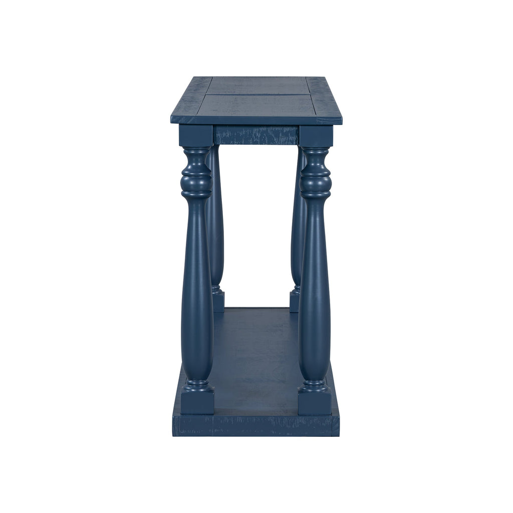 U_STYLE Vintage Wood Grain Console Table with Bottom Shelf and Four Vase Legs, Suitable for Entryway, Hallway, Living Room, Bedroom