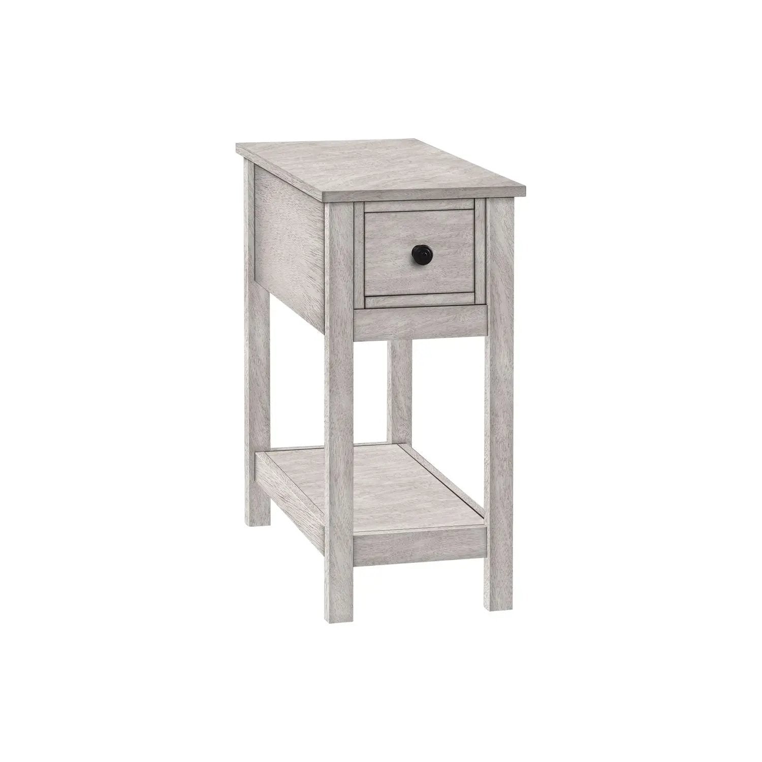 Accent End Table, 2 Tier, Narrow, Lamp, Storage Drawer, Charming Design