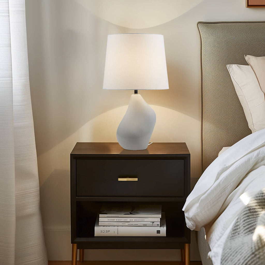 Asymmetrical Ceramic Table Lamp Grey See below