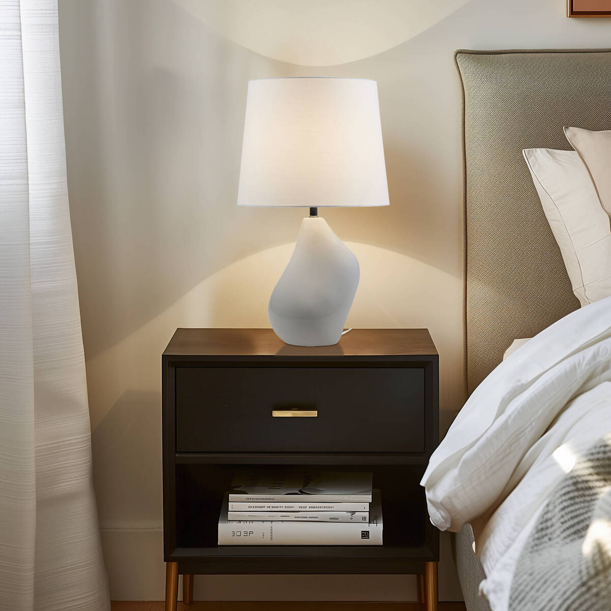 Asymmetrical Ceramic Table Lamp Grey See below