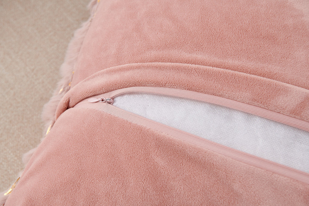 Luxury Chinchilla Faux Fur Gilded Dust Pink Pillow (22 In. x 22 In.)