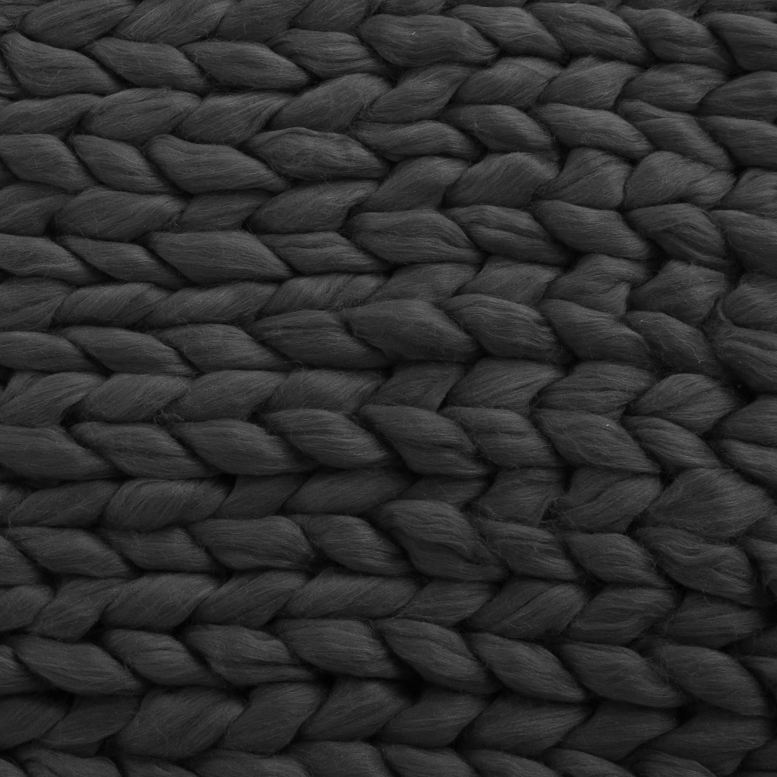 Cozy Knitted Acrylic Throw Blanket with Double Sided Design in Dark Grey, 50x60 Inches
