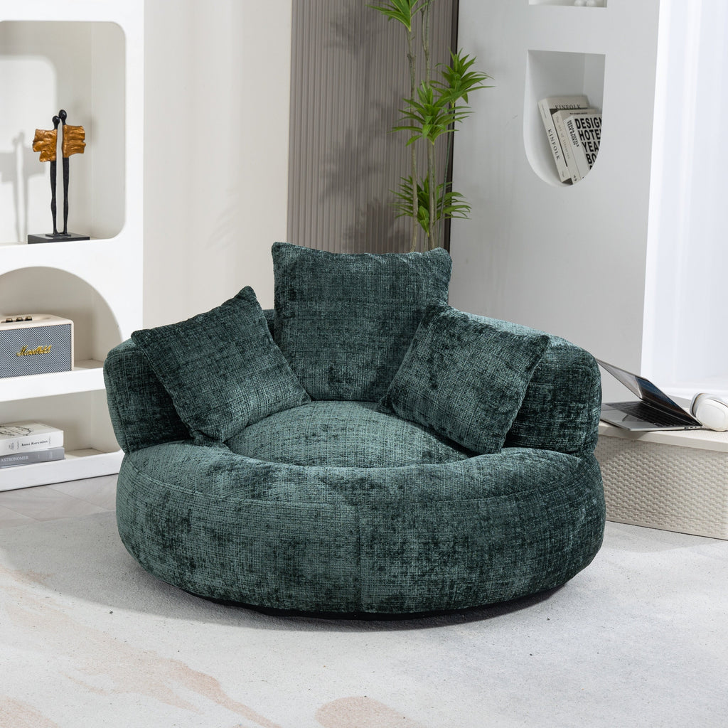Emerald Chenille High Back Bean Bag Chair Couch with Three Pillows, Indoor & Outdoor, Single Gaming Sofa for Bedroom and Office