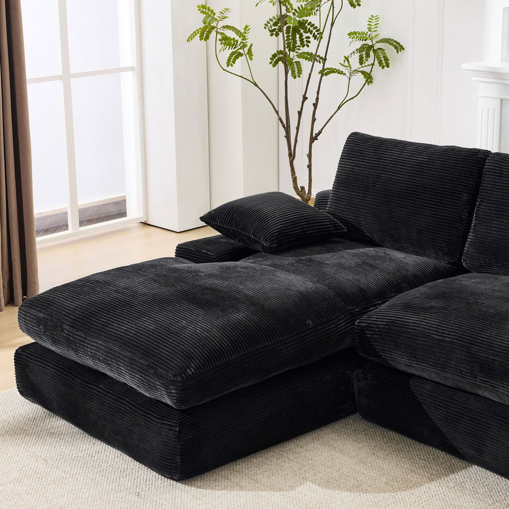 99*69' Modular Sectional Living Room Sofa Set, Modern Minimalist Style Couch, Upholstered Sleeper Sofa for Living Room, Bedroom, 2 PC Free Combination, Installation-free Sofa, L-Shape, Black