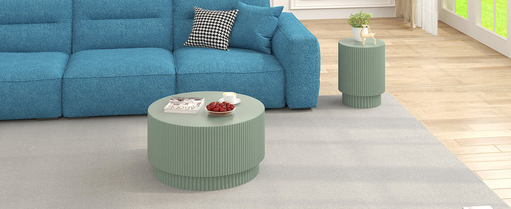15.72-inch H-barrel coffee table, Nordic style, simple design, suitable for indoor and outdoor use, magnesium oxide material, suitable for living room, bedroom or garden sofa