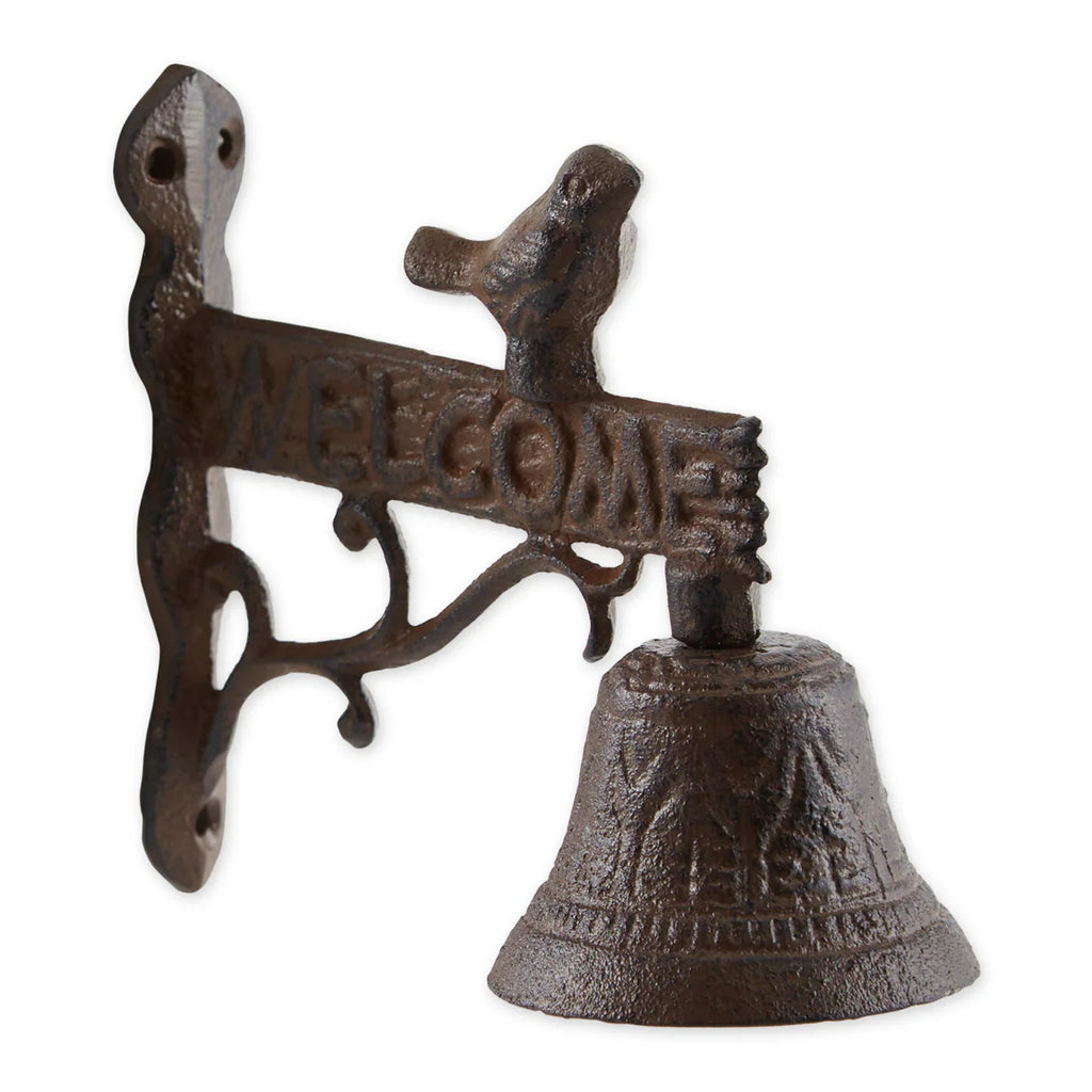 WELCOME SIGN WITH BIRD CAST IRON DOOR BELL