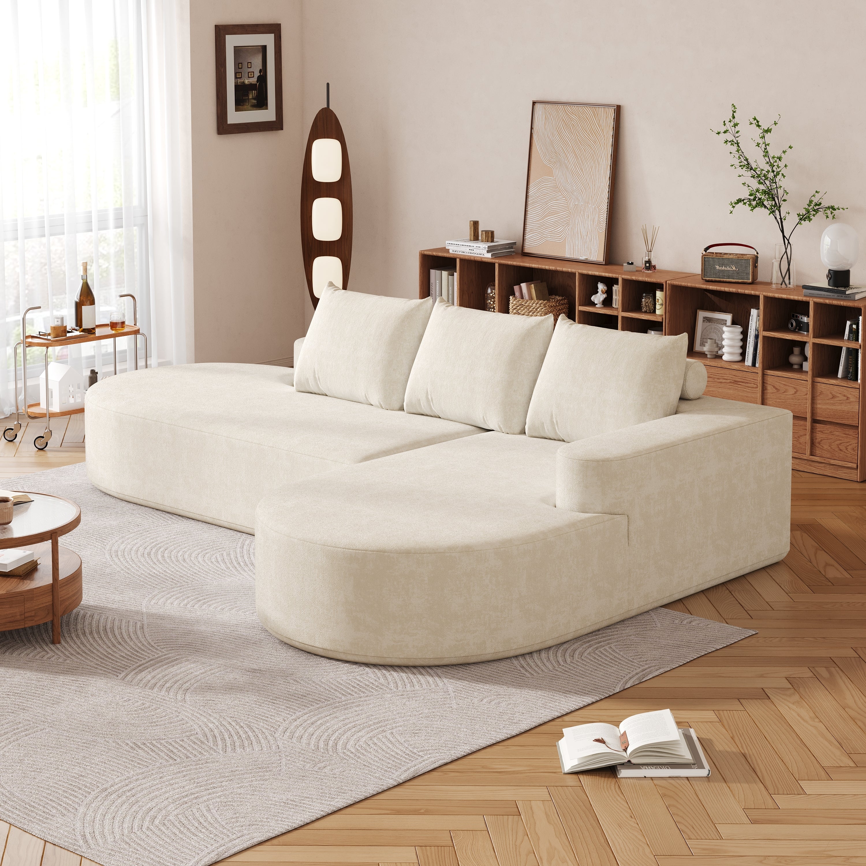 Modern Curved sofa ,Chenille Upholstered Sectional Sofa Couch Set,Modular 108.5' L Shaped Sectional Living Room Sofa Set With 3 Pillows,Free Combination Sofa Couch for Living Room,Bedroom