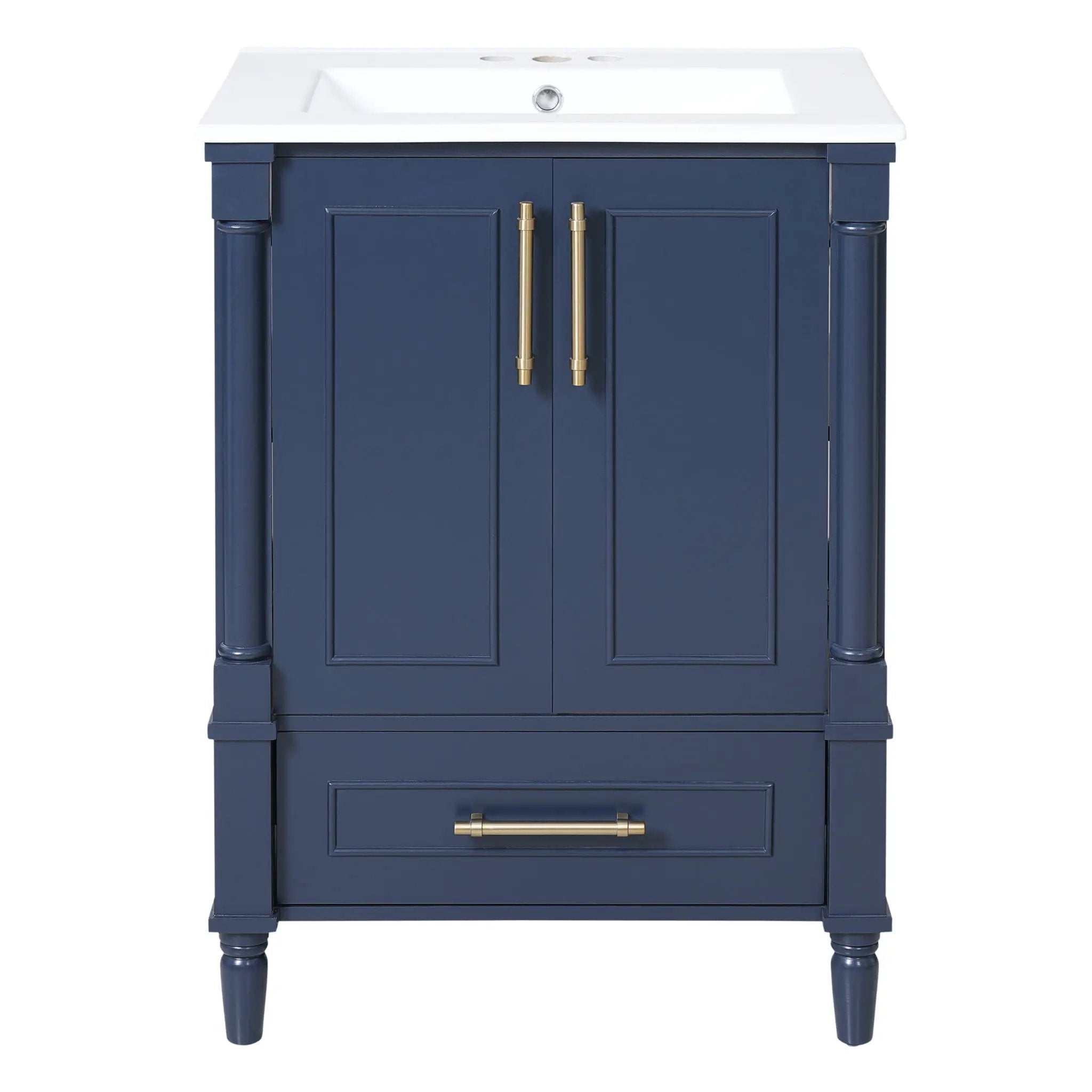Bathroom Vanity With Ornate French Cylinder Legs, Soft Close Drawer