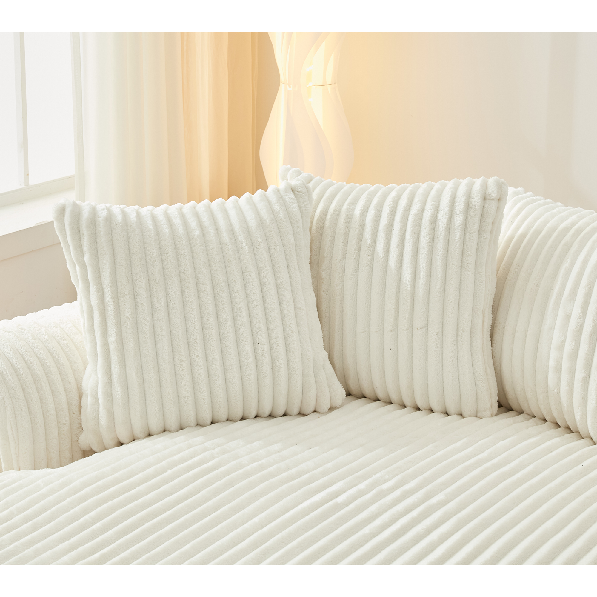 127''  Large Sectional Sofa ,Elegant Curved Design ,High-Resilience Foam ,Ten Back Cushions,L-Shape Left Sofa,No Assembly  Required , (Beige-Soft Corduroy Fabric)