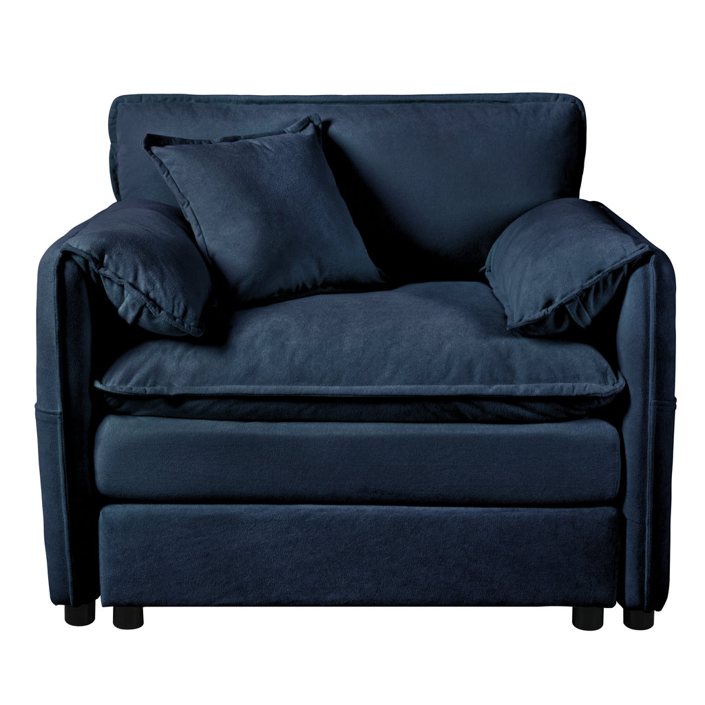 Oversized 41.73' Sofa Chair, Modern Upholstered Armchair with 1 Toss Pillow, Modular Sectional Sofa for Living Room, Deep Seat Reading Sofa for Bedroom Apartment, DIY Combination Chenille,Blue