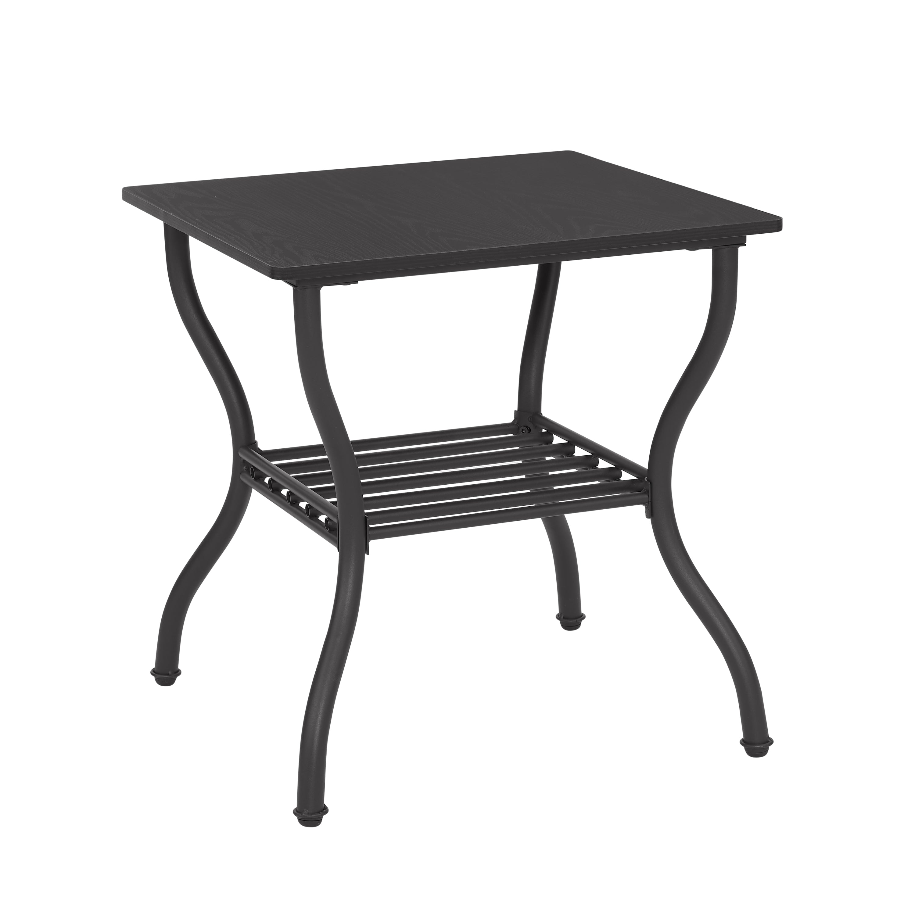 Modern Style 3-Piece Coffee Table Set Rectangle Coffee Table with 2 Square End Side Table Retro Design Coffee Table with Sturdy Base for Living Room Decor (Black)