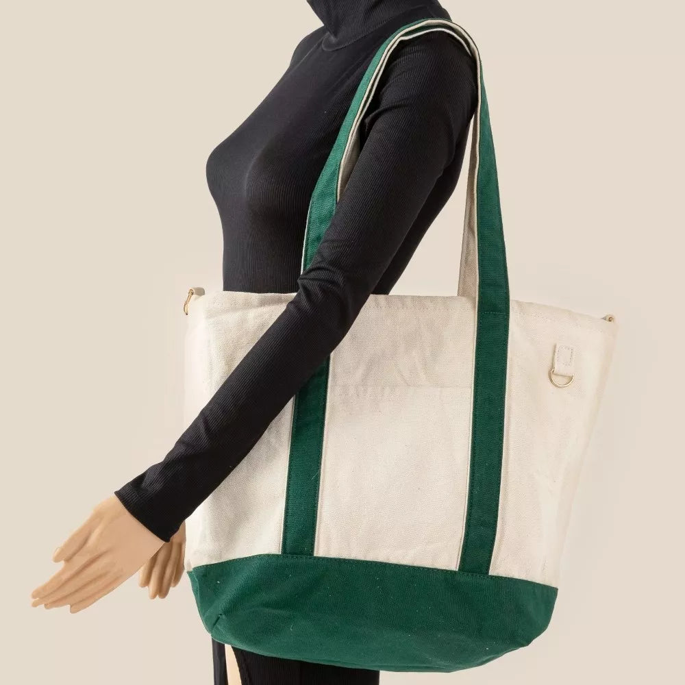 Fame Contrast Trim Tote Bag