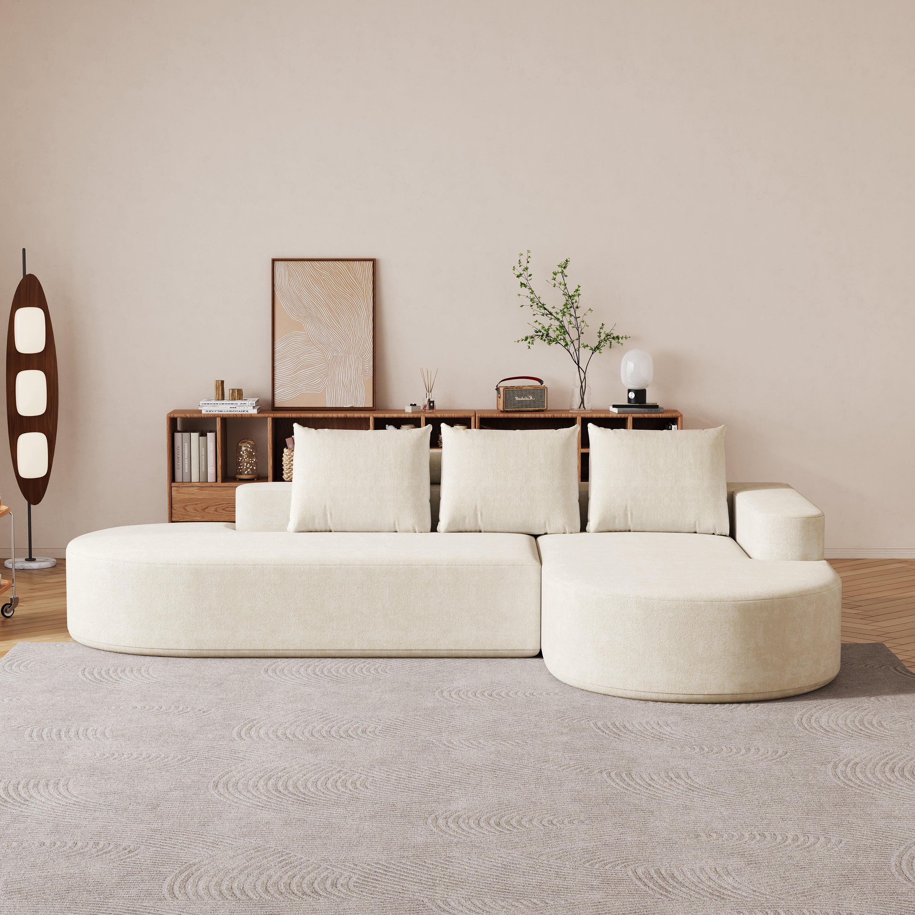 Modern Curved sofa ,Chenille Upholstered Sectional Sofa Couch Set,Modular 108.5' L Shaped Sectional Living Room Sofa Set With 3 Pillows,Free Combination Sofa Couch for Living Room,Bedroom
